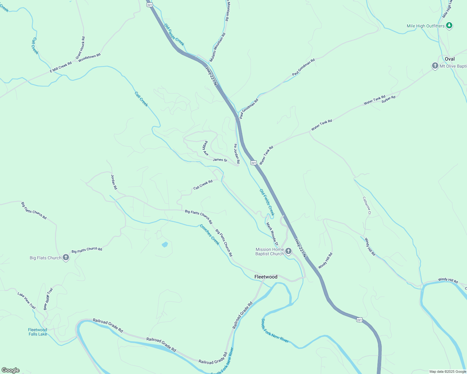 map of restaurants, bars, coffee shops, grocery stores, and more near 847 Call Creek Road in Fleetwood