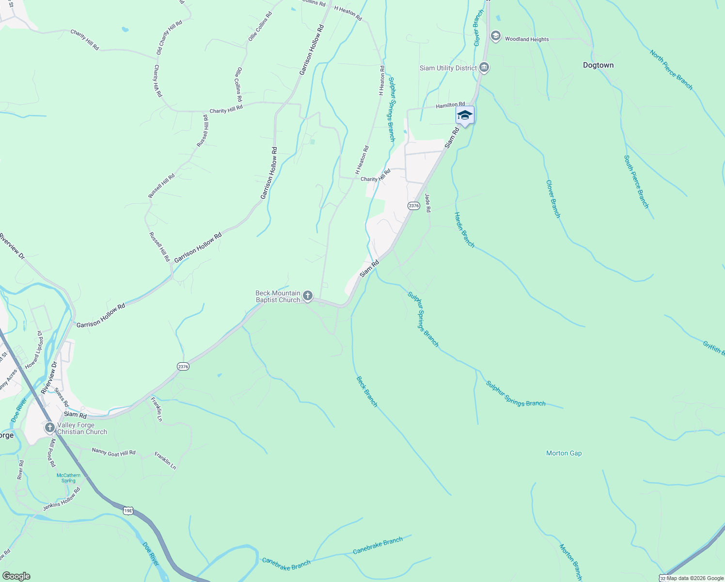 map of restaurants, bars, coffee shops, grocery stores, and more near 2739 Siam Road in Elizabethton