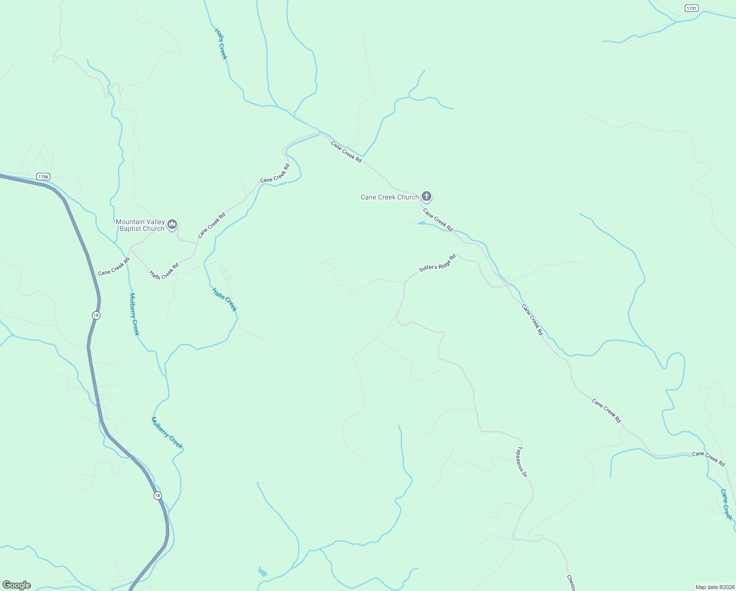 map of restaurants, bars, coffee shops, grocery stores, and more near Poplar Ridge Trail in McGrady