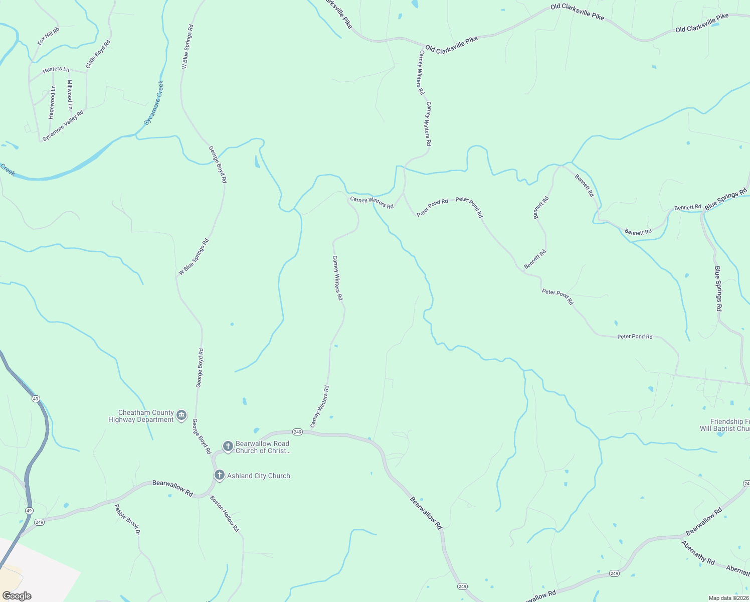 map of restaurants, bars, coffee shops, grocery stores, and more near 1180 Carney Winters Road in Ashland City