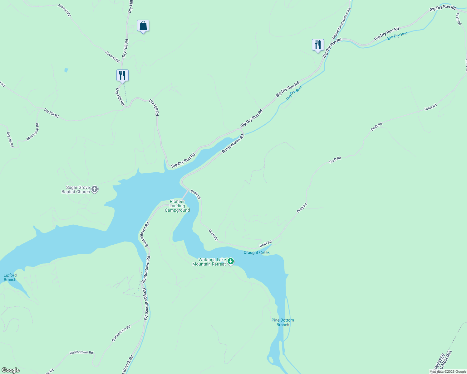 map of restaurants, bars, coffee shops, grocery stores, and more near High Country Road in Butler