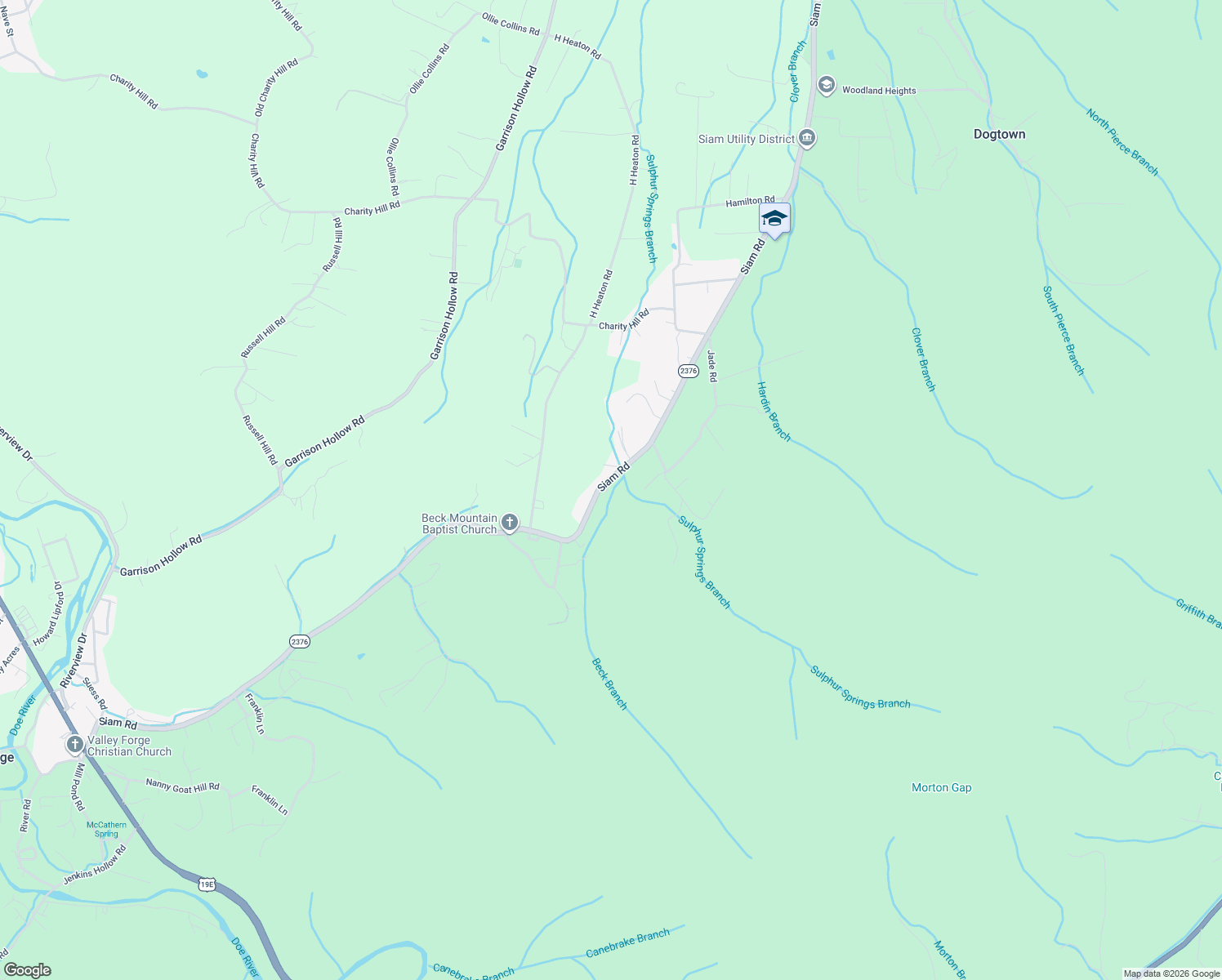map of restaurants, bars, coffee shops, grocery stores, and more near 2722 Siam Road in Elizabethton