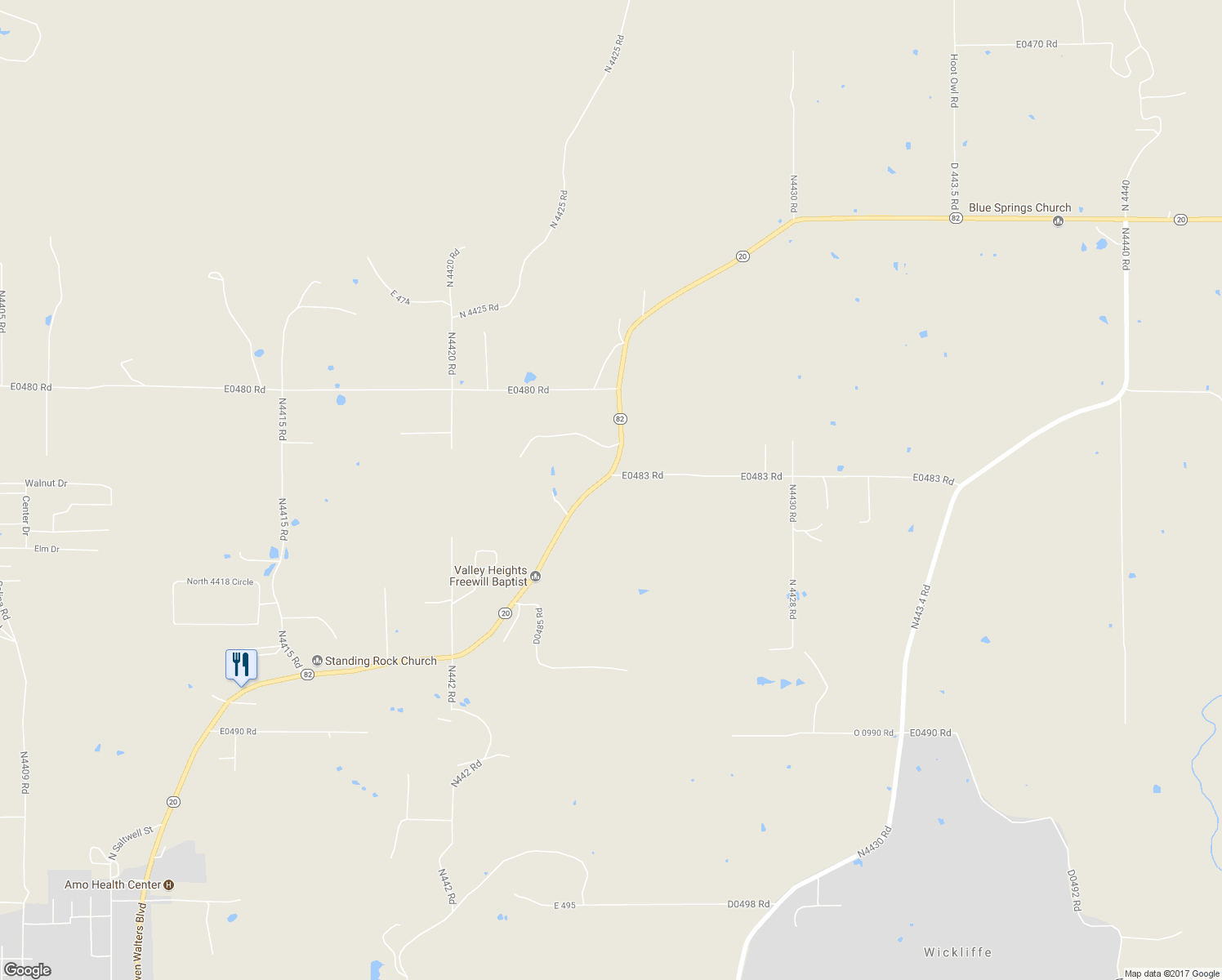 map of restaurants, bars, coffee shops, grocery stores, and more near 2532 Oklahoma 82 in Salina