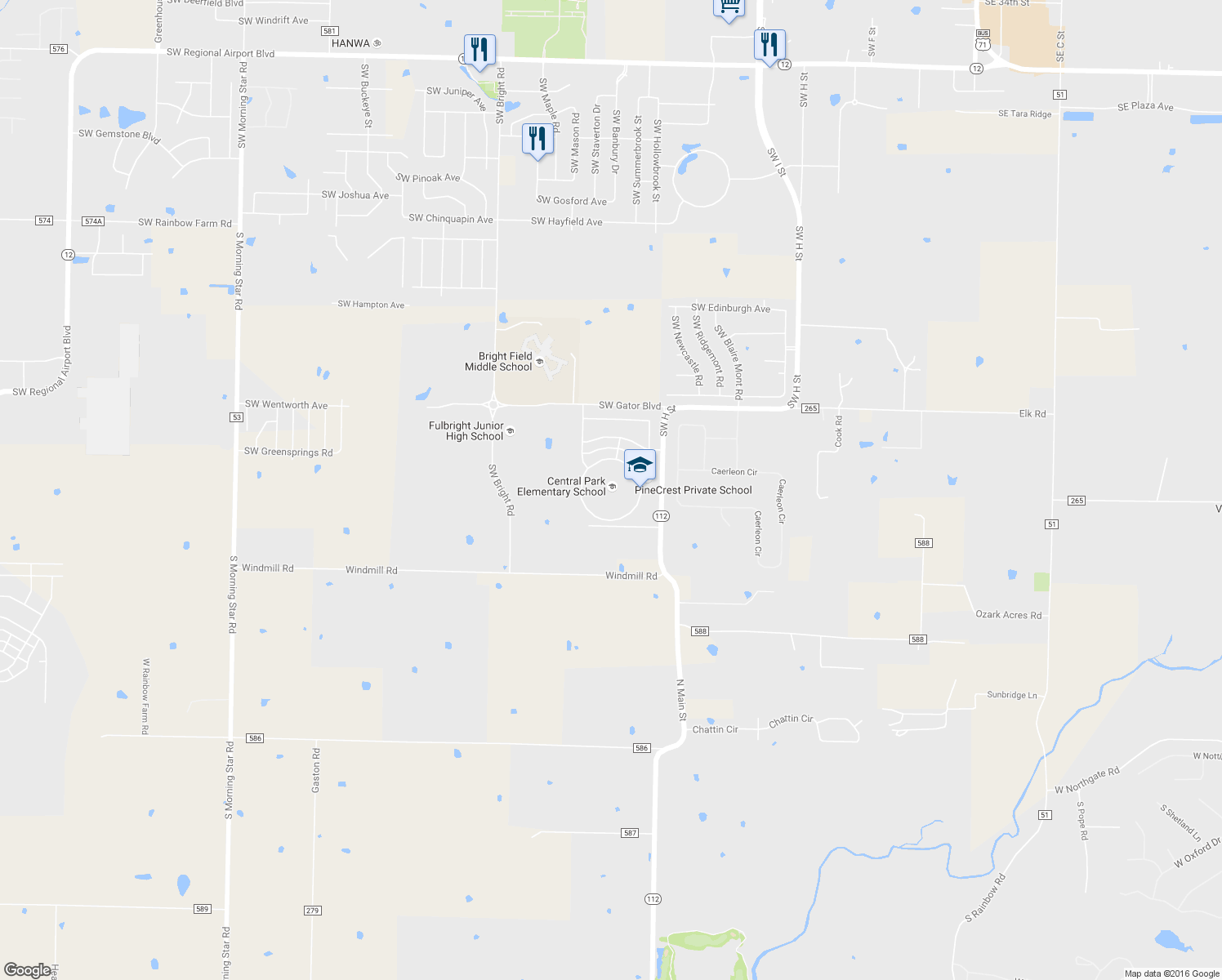 map of restaurants, bars, coffee shops, grocery stores, and more near 1400 SW Liberty Ave in Bentonville