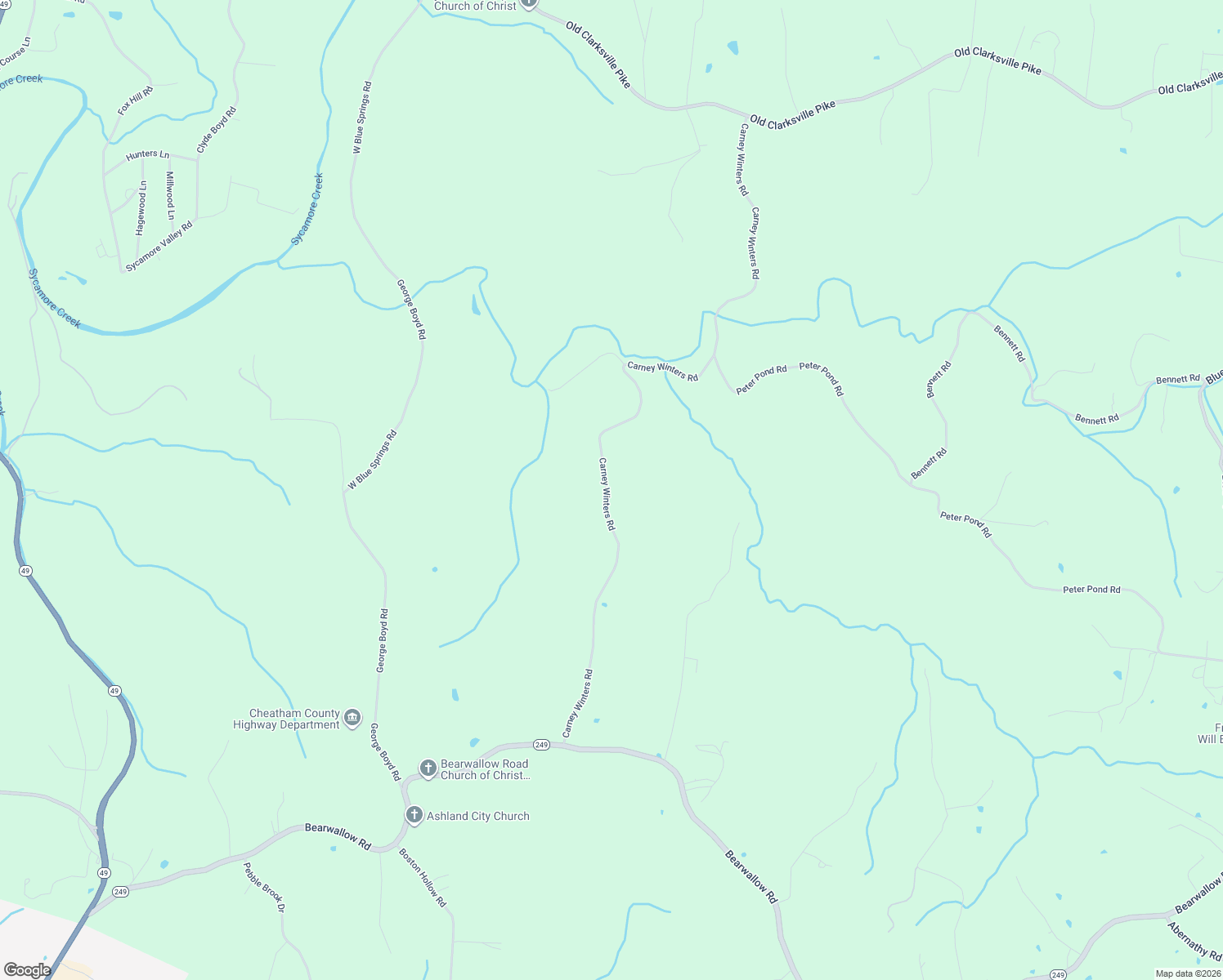 map of restaurants, bars, coffee shops, grocery stores, and more near 1180 Carney Winters Road in Ashland City