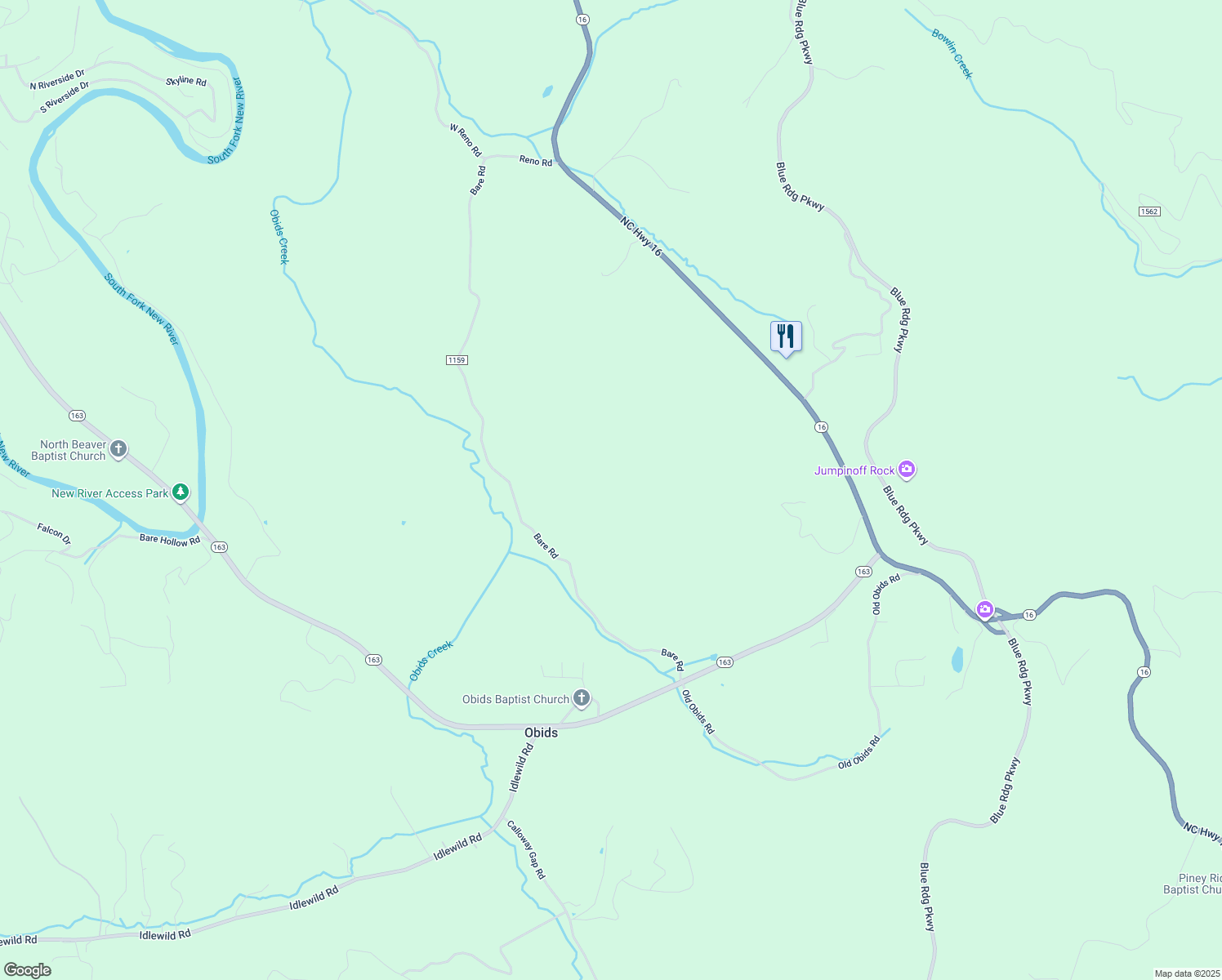 map of restaurants, bars, coffee shops, grocery stores, and more near 1431 Wade Bare Road in Jefferson