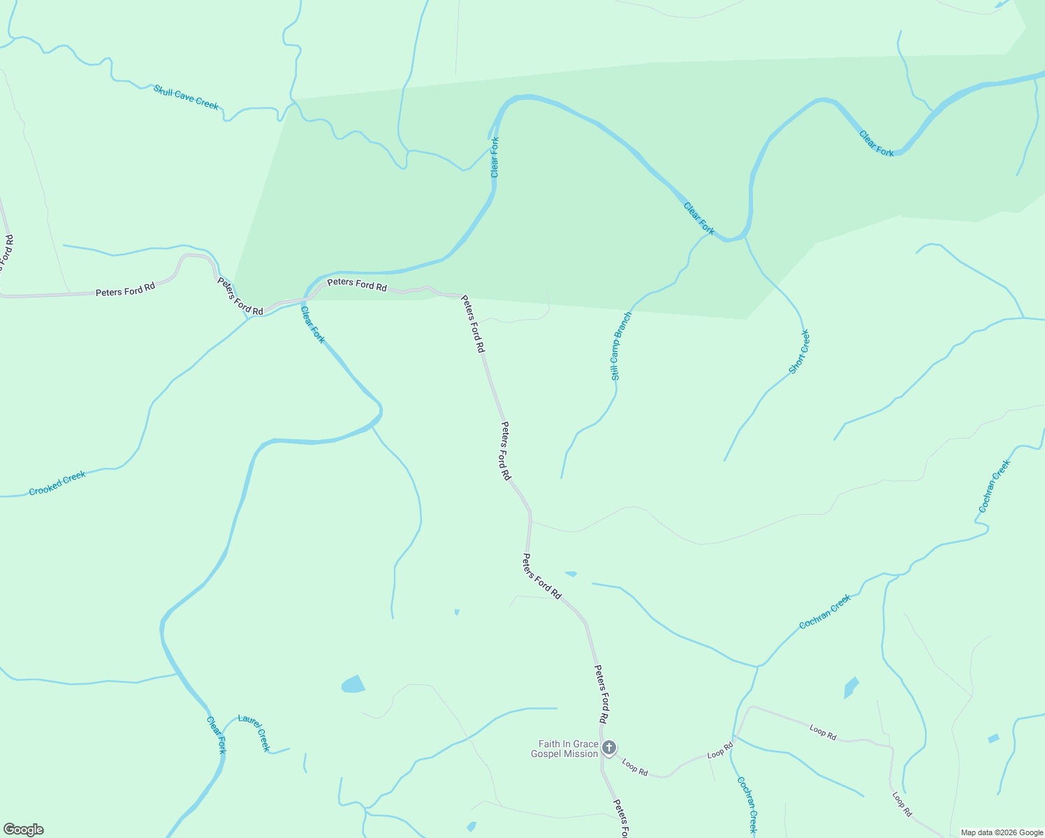 map of restaurants, bars, coffee shops, grocery stores, and more near 556 Peters Ford Road in Sunbright