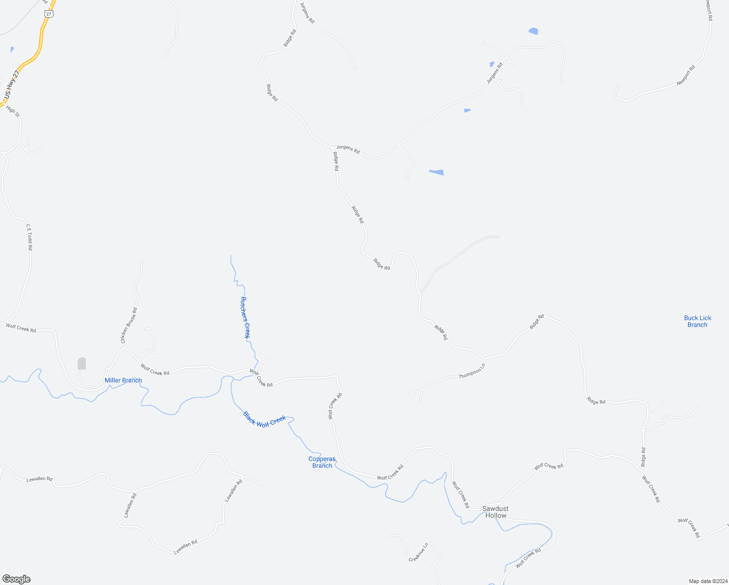 map of restaurants, bars, coffee shops, grocery stores, and more near 2492 Ridge Road in Robbins