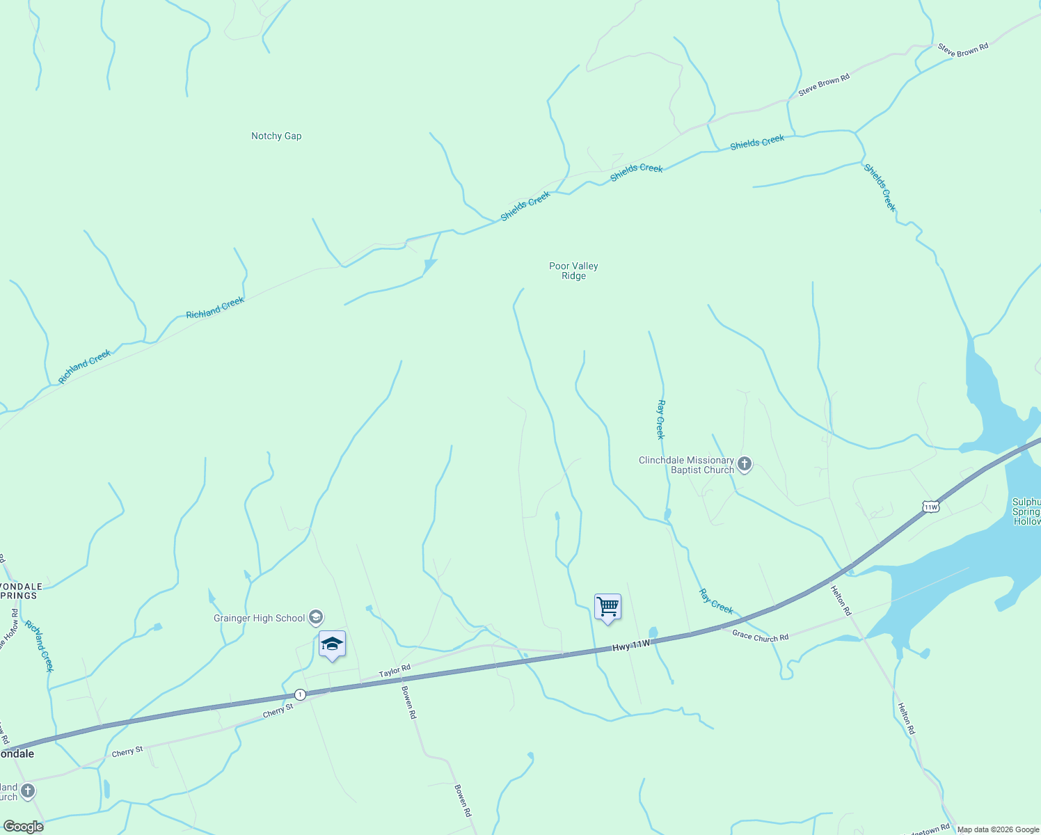 map of restaurants, bars, coffee shops, grocery stores, and more near 824 Deer Ridge Dr in Rutledge