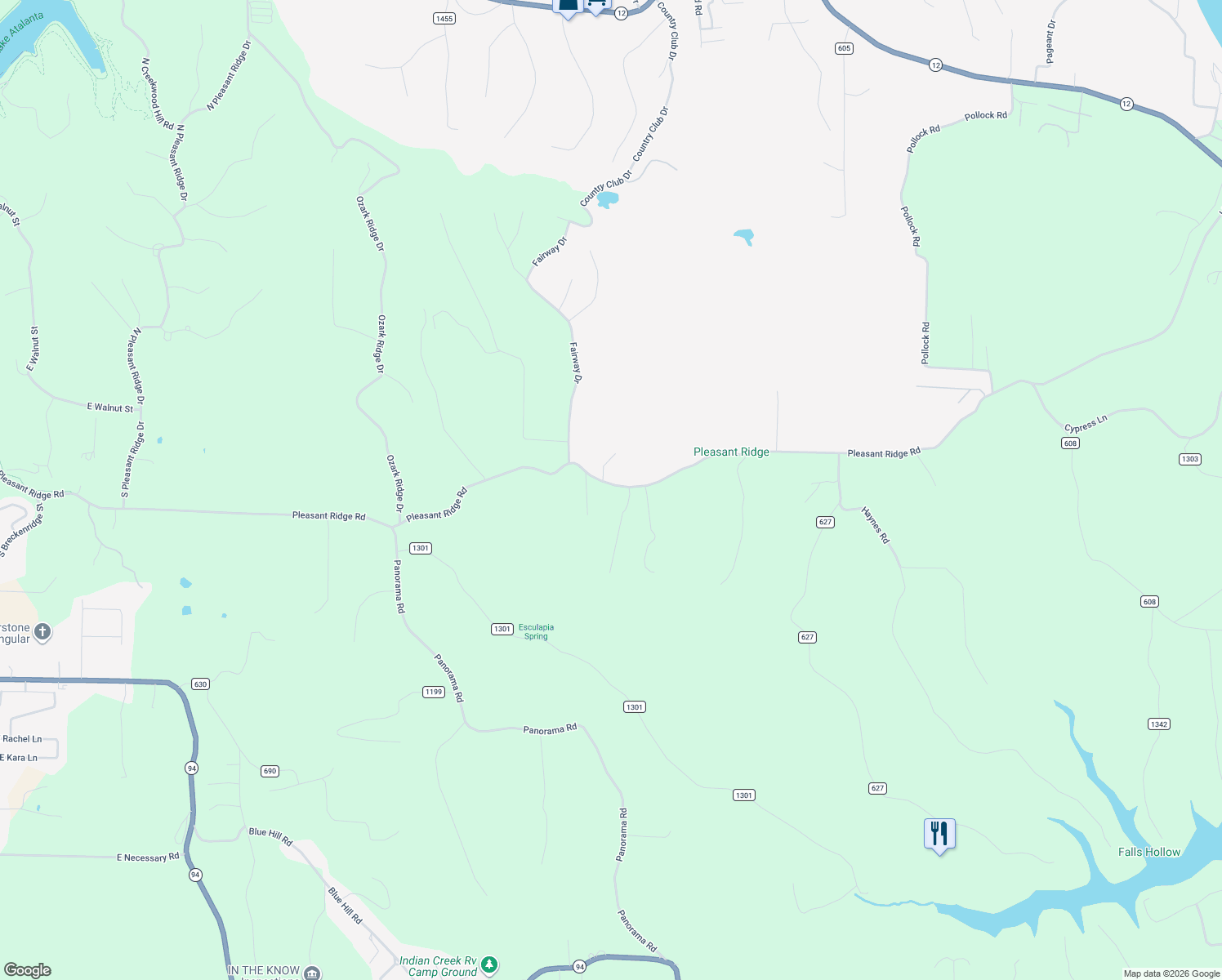 map of restaurants, bars, coffee shops, grocery stores, and more near 14245 Pleasant Ridge Road in Rogers