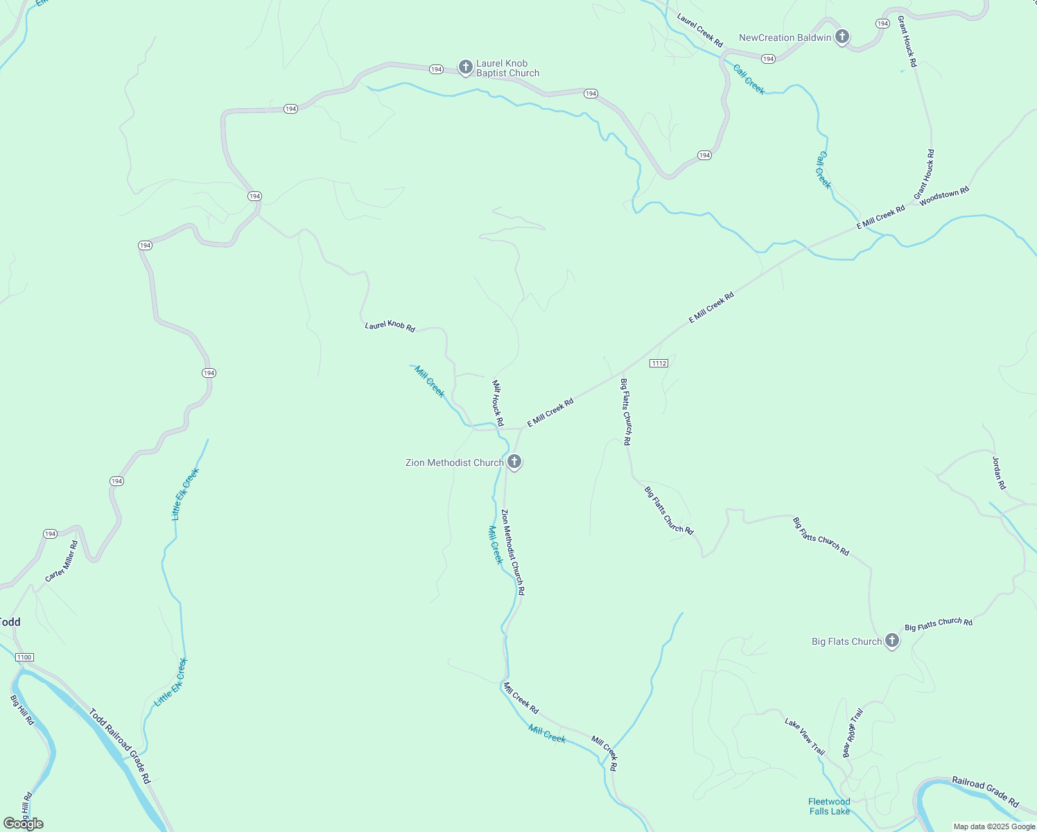 map of restaurants, bars, coffee shops, grocery stores, and more near 1654 East Mill Creek Road in Todd