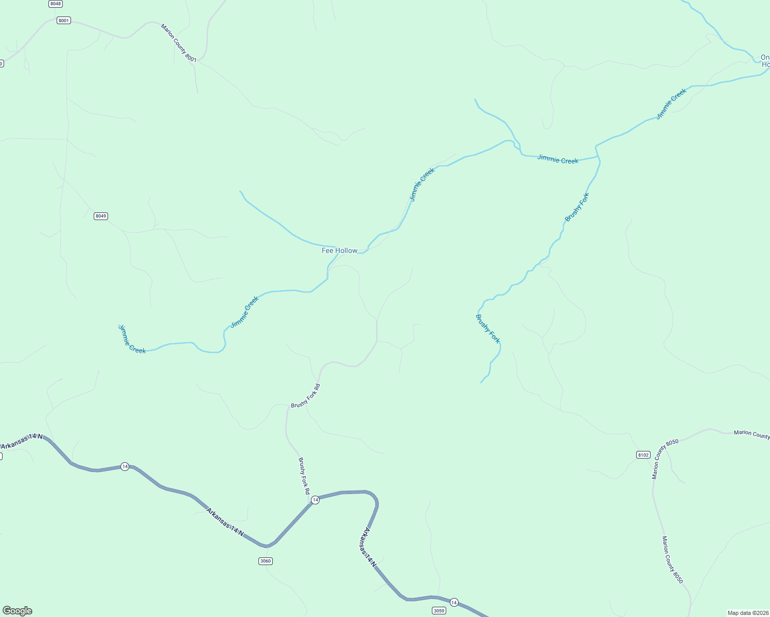 map of restaurants, bars, coffee shops, grocery stores, and more near Brushy Fork Road in Yellville