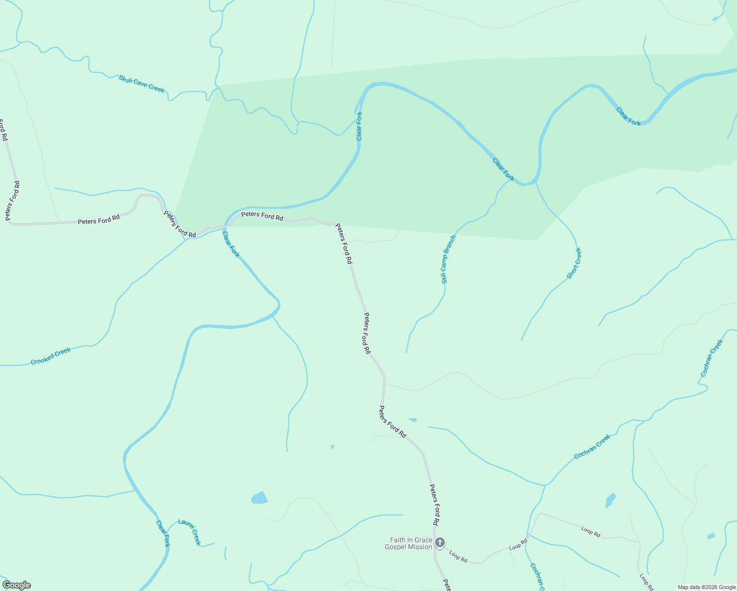 map of restaurants, bars, coffee shops, grocery stores, and more near 556 Peters Ford Road in Sunbright