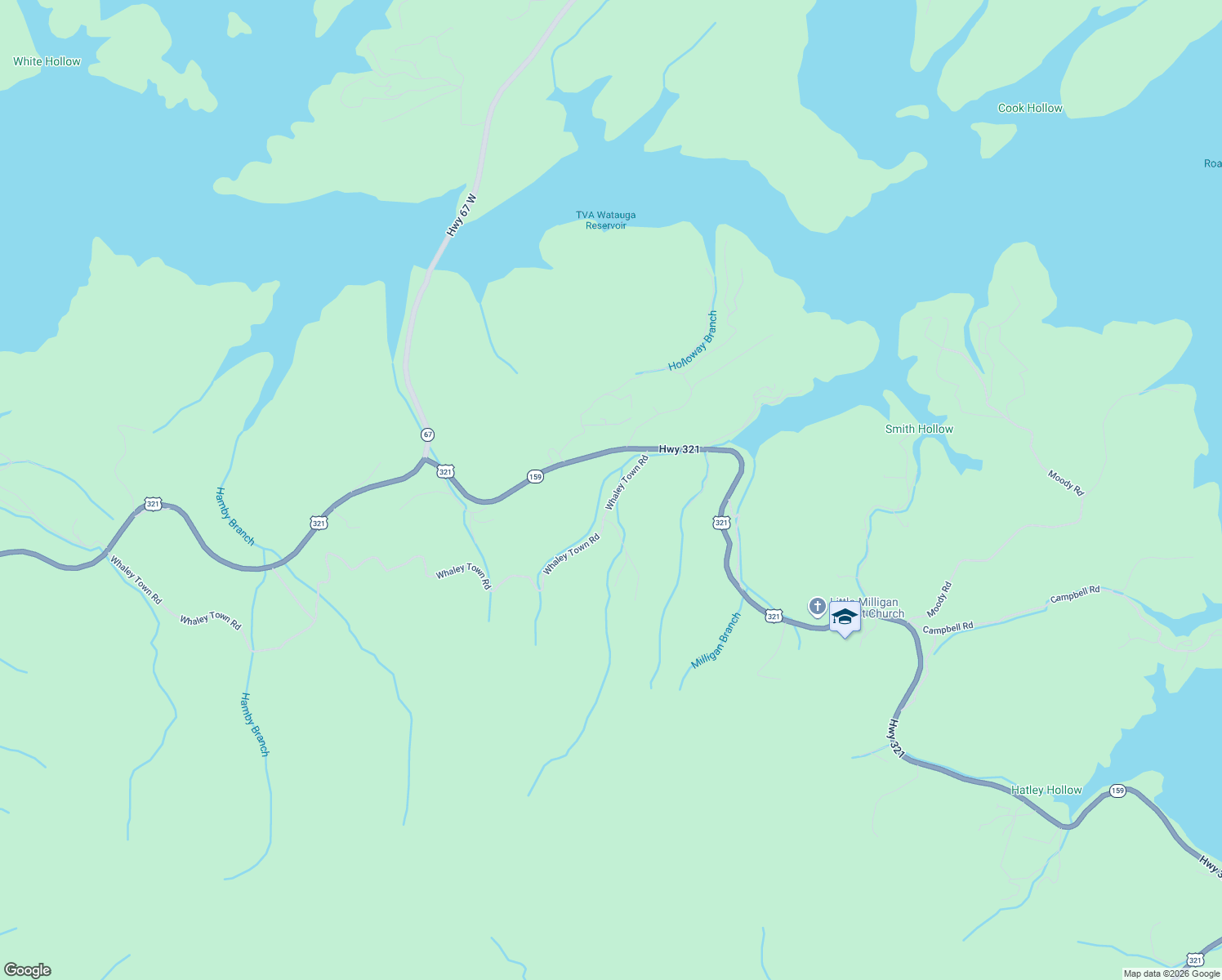 map of restaurants, bars, coffee shops, grocery stores, and more near 588 Whaley Town Road in Butler