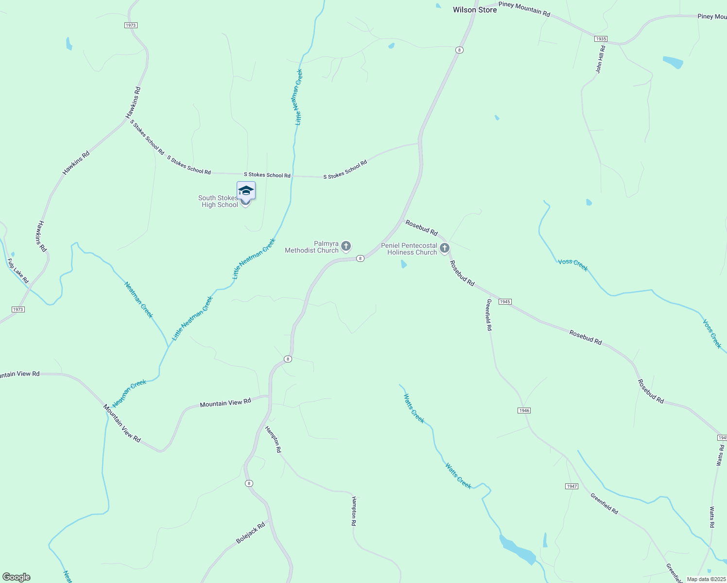 map of restaurants, bars, coffee shops, grocery stores, and more near 1259 Germanton Acres Drive in Germanton