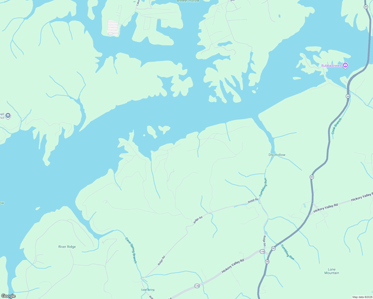 map of restaurants, bars, coffee shops, grocery stores, and more near 154 South Cove Road in Maynardville