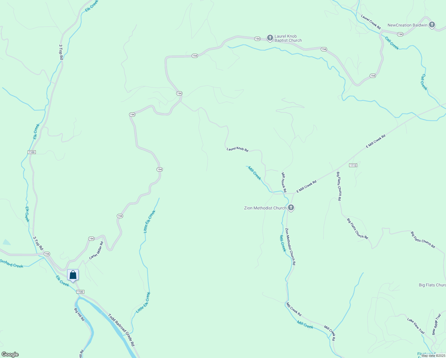 map of restaurants, bars, coffee shops, grocery stores, and more near 649 Laurel Knob Road in Todd