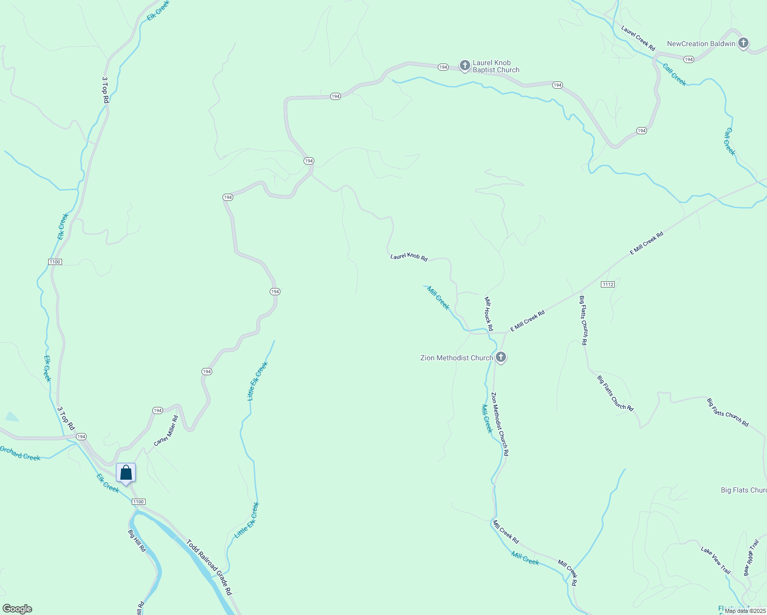 map of restaurants, bars, coffee shops, grocery stores, and more near 649 Laurel Knob Road in Todd