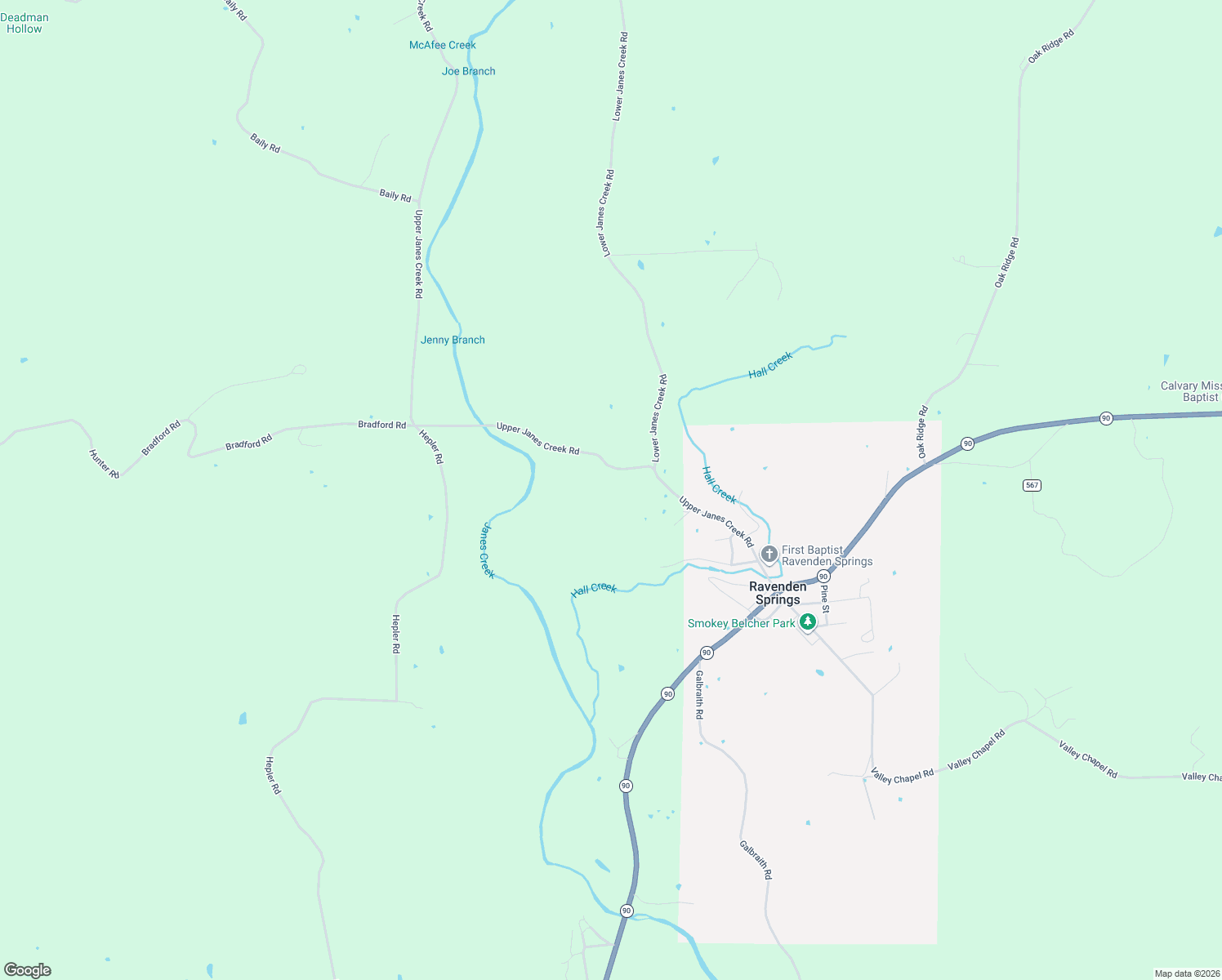 map of restaurants, bars, coffee shops, grocery stores, and more near 610 Upper Janes Creek Road in Ravenden Springs