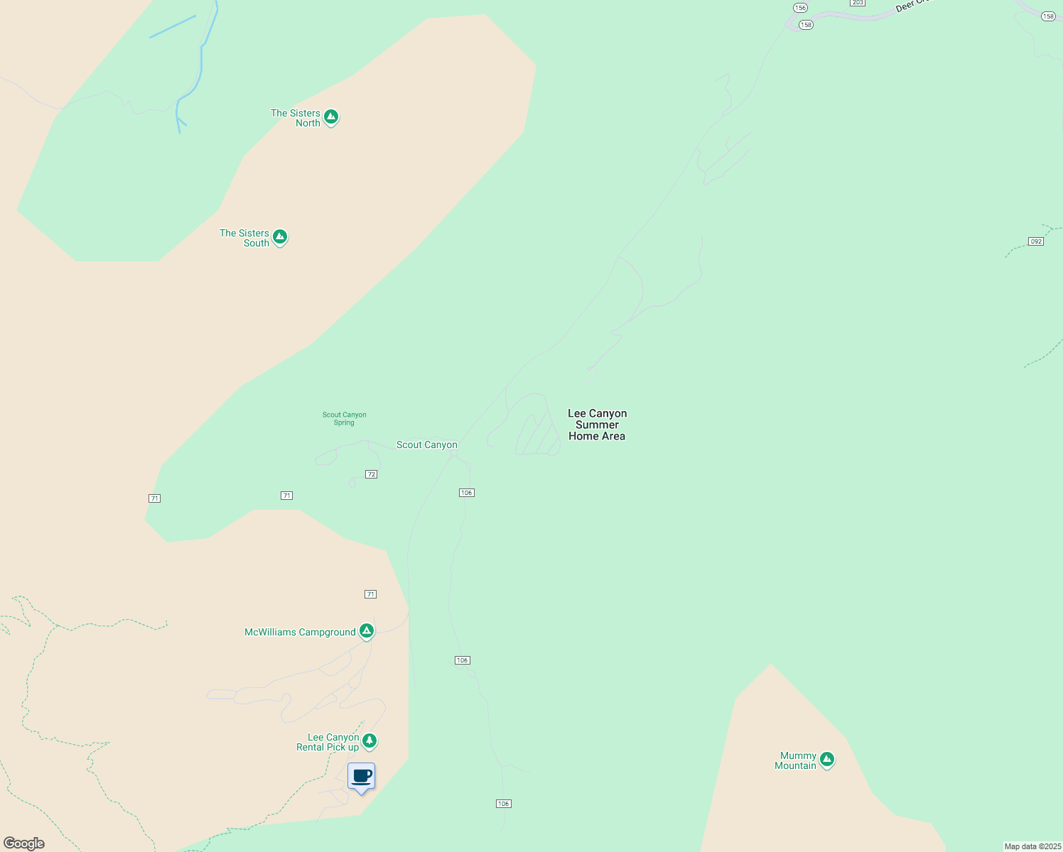 map of restaurants, bars, coffee shops, grocery stores, and more near 2178 Via Spes Nostra Street in Mount Charleston