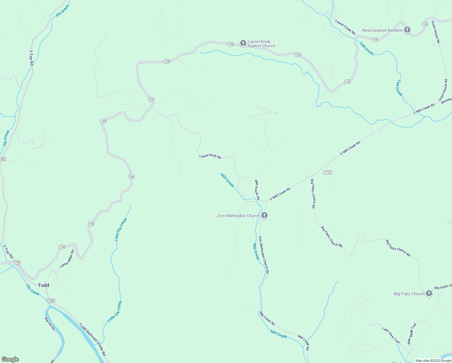 map of restaurants, bars, coffee shops, grocery stores, and more near 309 Laurel Knob Road in Todd