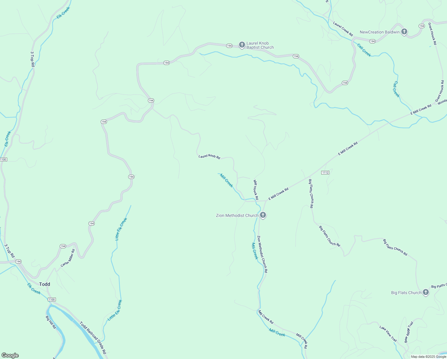 map of restaurants, bars, coffee shops, grocery stores, and more near 309 Laurel Knob Road in Todd