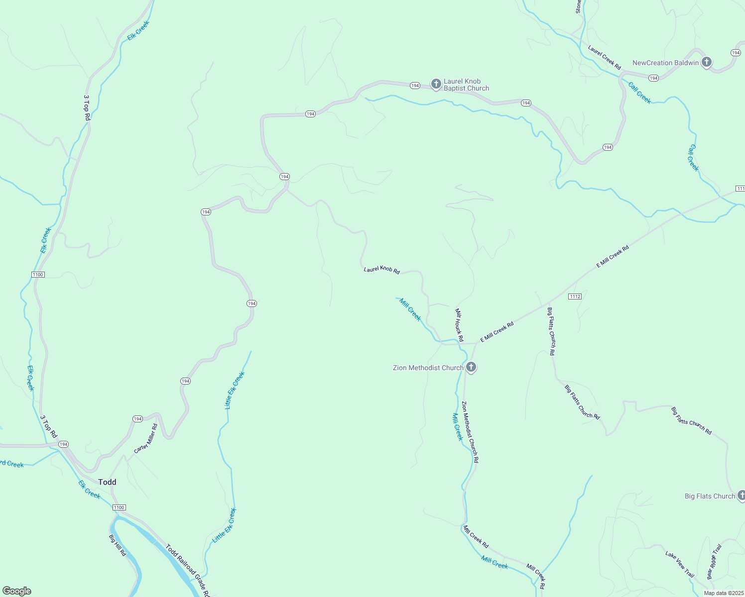 map of restaurants, bars, coffee shops, grocery stores, and more near 651 Laurel Knob Road in Todd