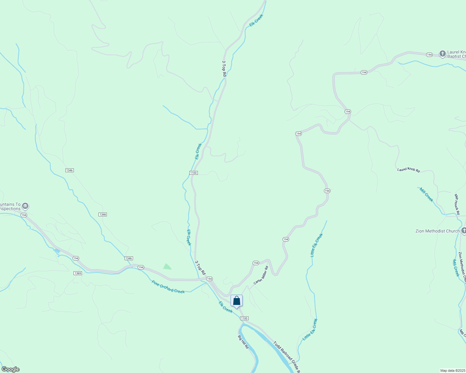 map of restaurants, bars, coffee shops, grocery stores, and more near 494 Elkland Meadows Drive in Todd
