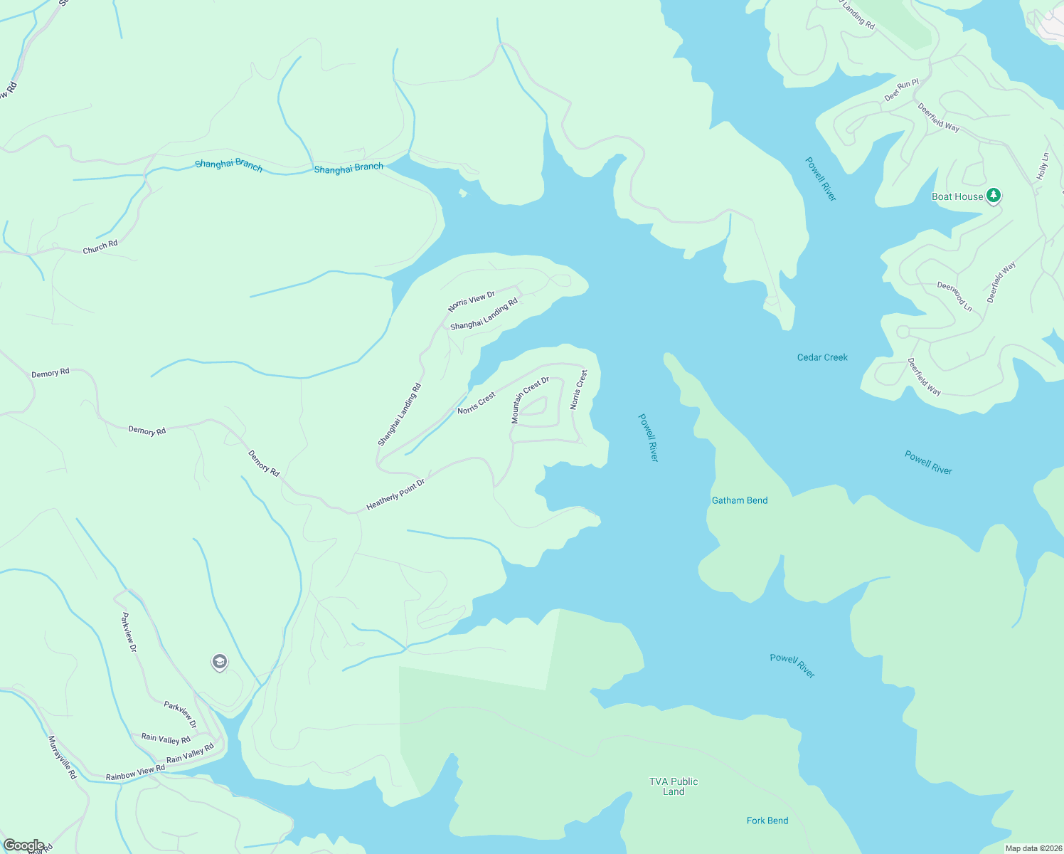 map of restaurants, bars, coffee shops, grocery stores, and more near 136 Mountain Crest Drive in LaFollette