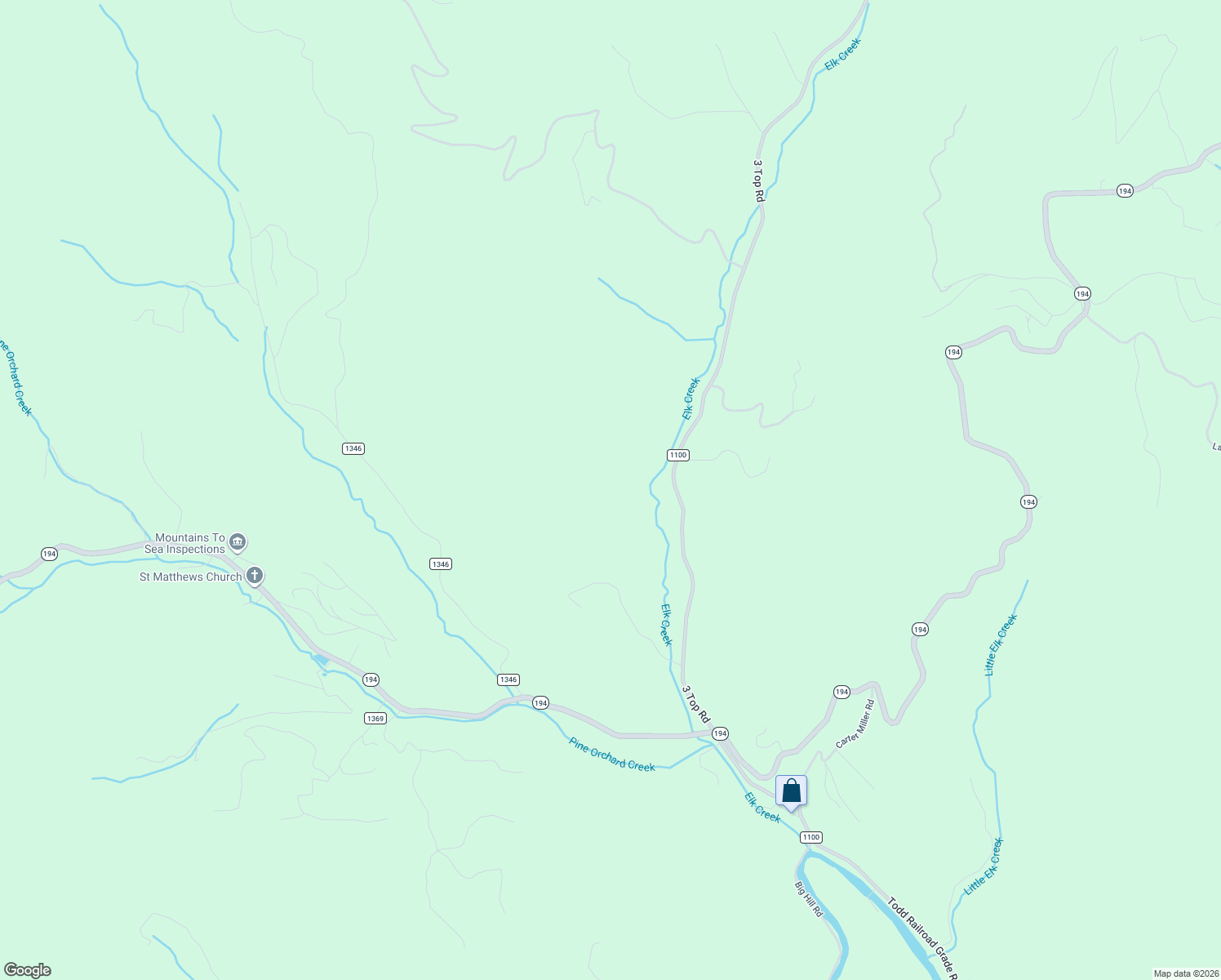 map of restaurants, bars, coffee shops, grocery stores, and more near 9716 3 Top Road in Todd