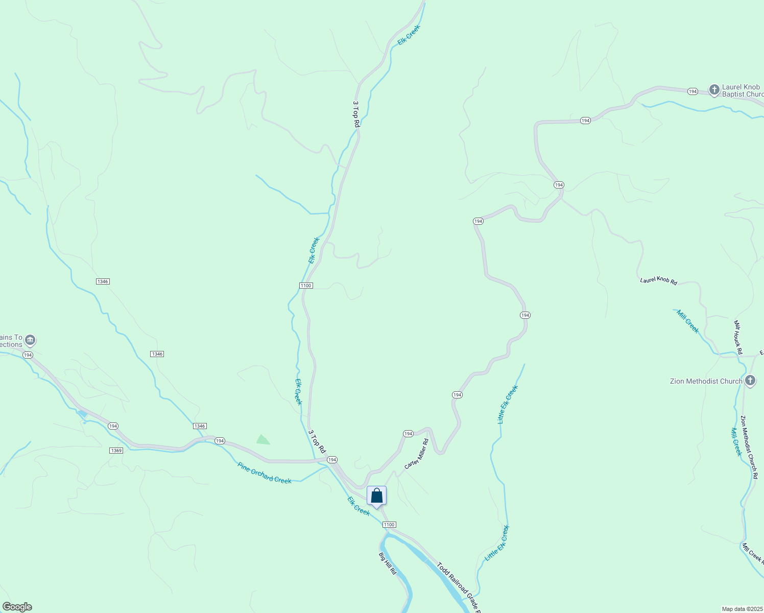 map of restaurants, bars, coffee shops, grocery stores, and more near 494 Elkland Meadows Drive in Todd