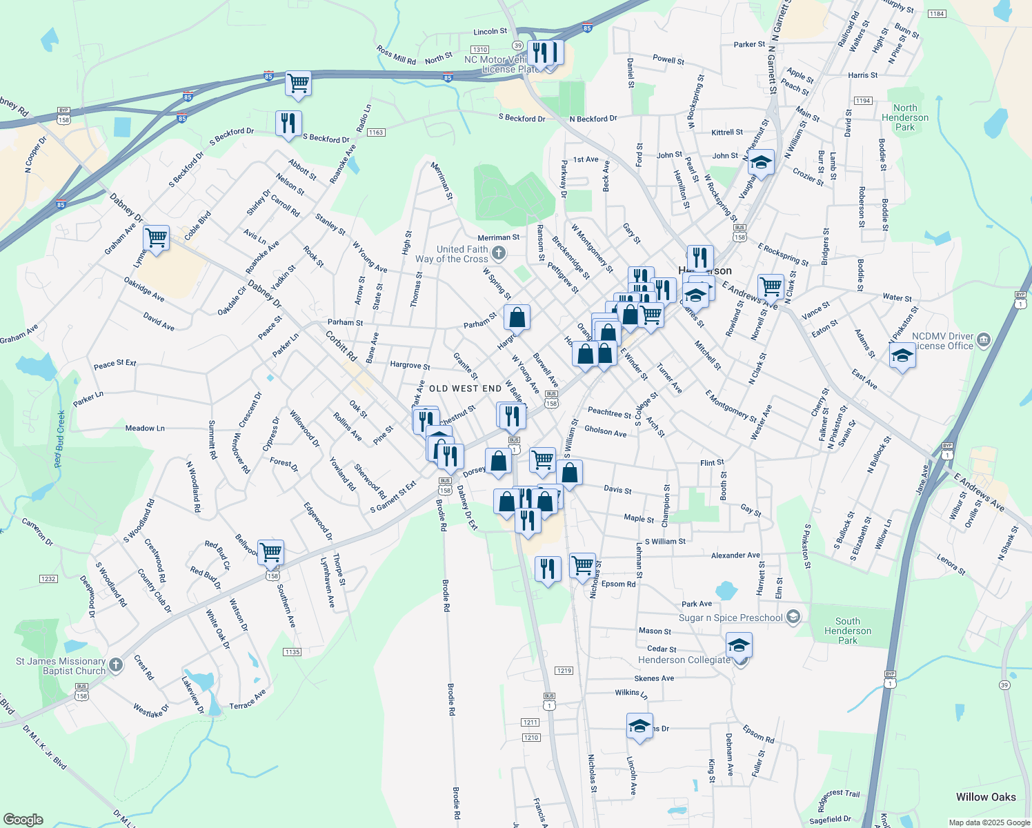 map of restaurants, bars, coffee shops, grocery stores, and more near 924 South Garnett Street in Henderson