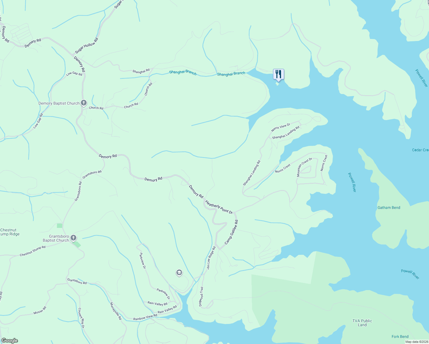 map of restaurants, bars, coffee shops, grocery stores, and more near 159 Tar Town Hollow Lane in LaFollette