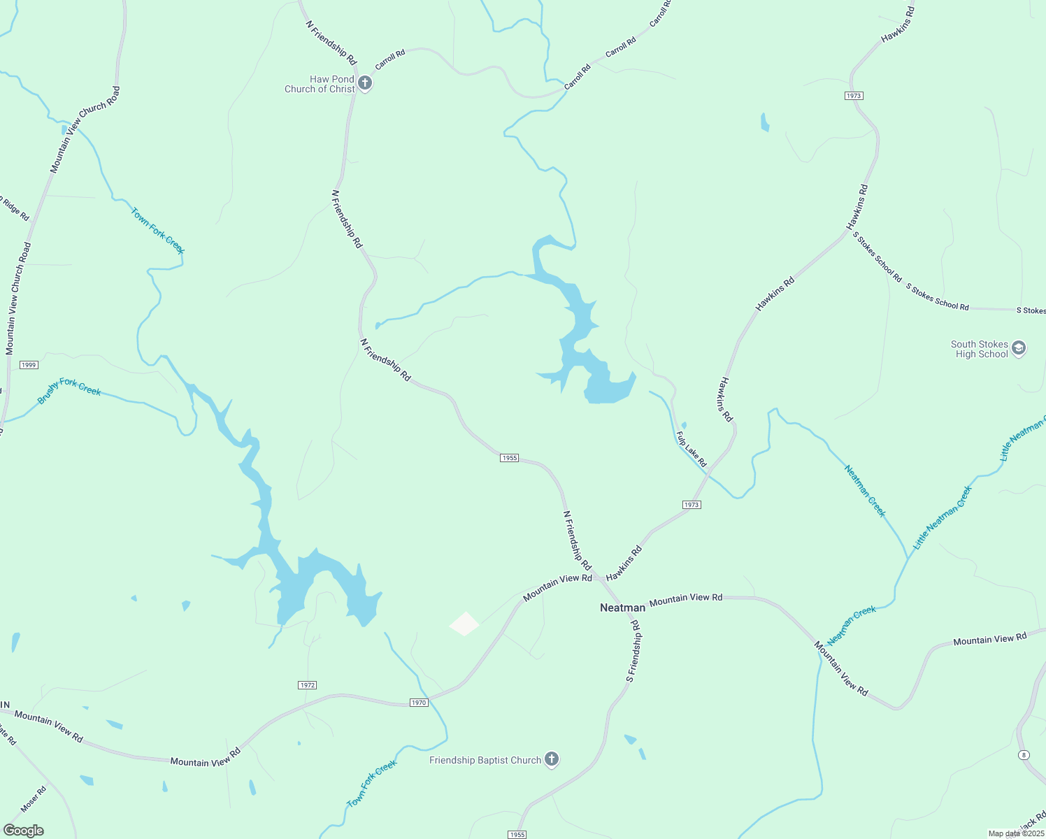 map of restaurants, bars, coffee shops, grocery stores, and more near 1230 North Friendship Road in King