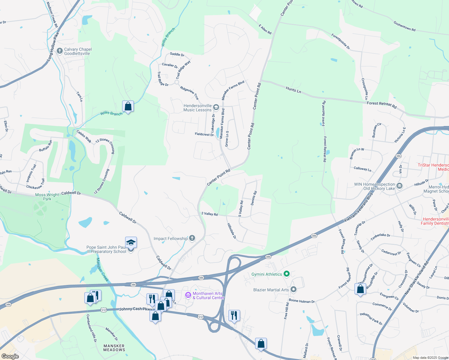 map of restaurants, bars, coffee shops, grocery stores, and more near 1240 Center Point Road in Hendersonville