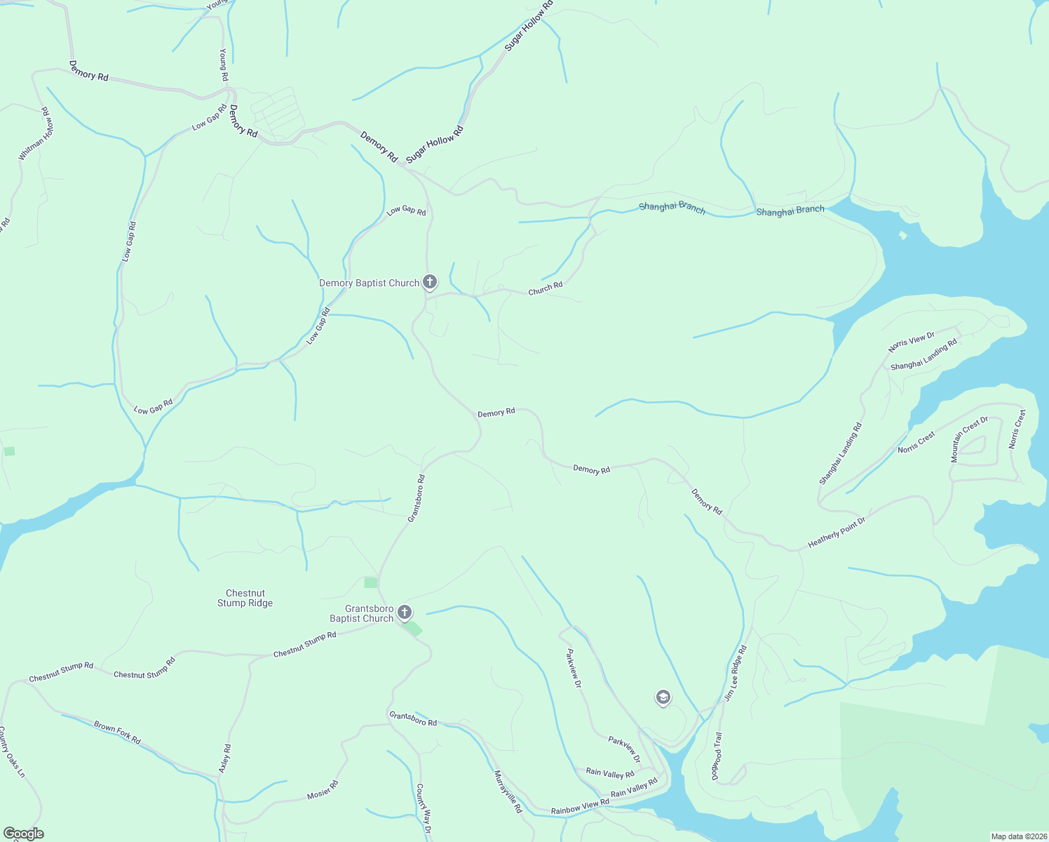 map of restaurants, bars, coffee shops, grocery stores, and more near 3576 Demory Road in LaFollette