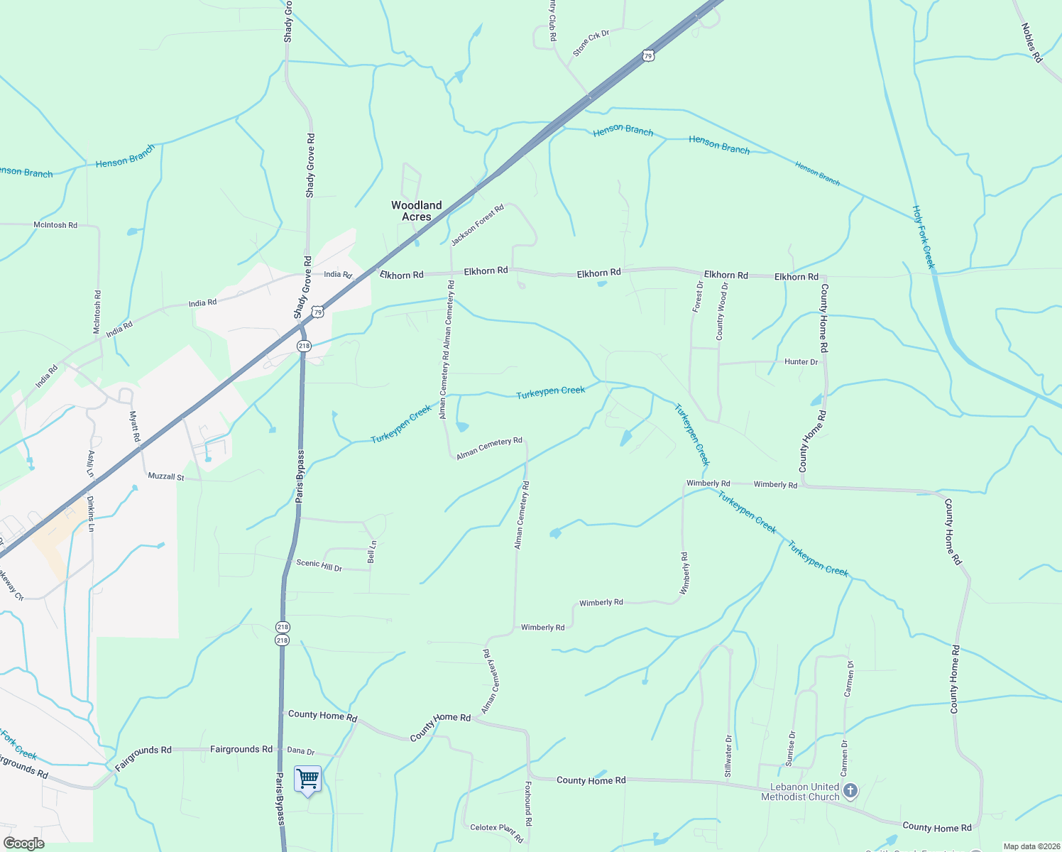 map of restaurants, bars, coffee shops, grocery stores, and more near 885 Alman Cemetery Road in Paris