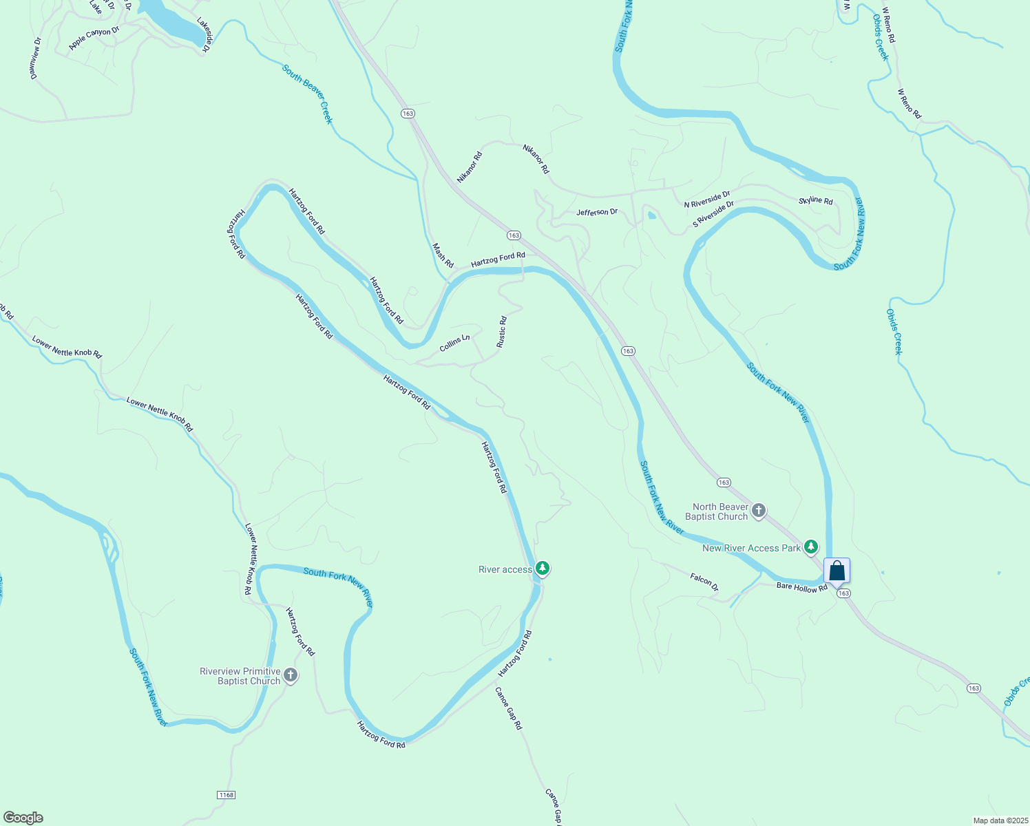 map of restaurants, bars, coffee shops, grocery stores, and more near 325 Crystal Ridge Lane in West Jefferson