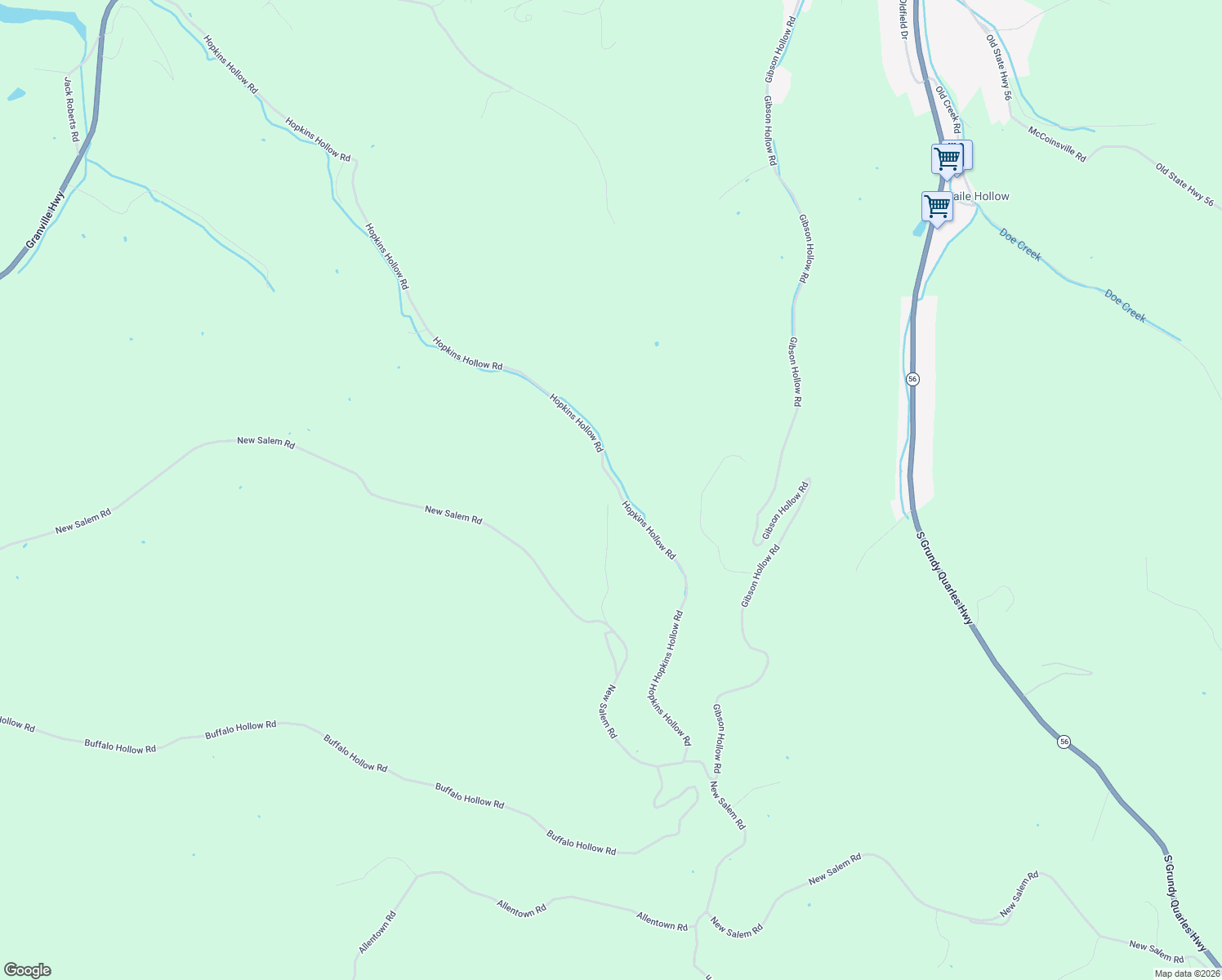 map of restaurants, bars, coffee shops, grocery stores, and more near 1180 Hopkins Hollow Road in Gainesboro