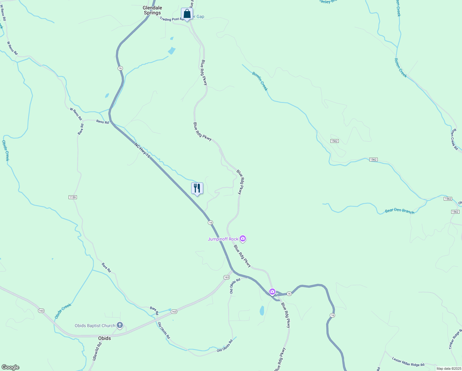 map of restaurants, bars, coffee shops, grocery stores, and more near 495 Doyle Bare Road in West Jefferson