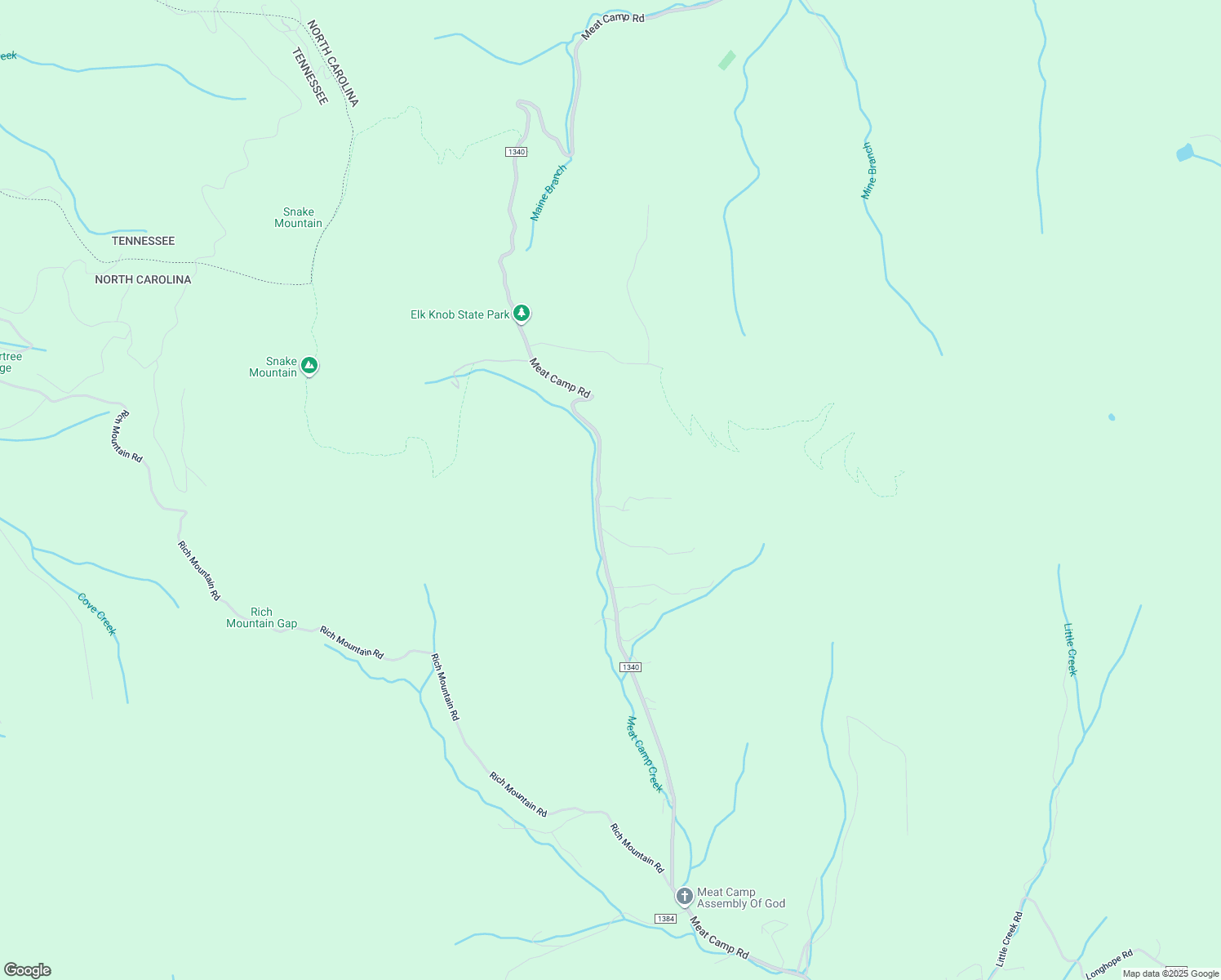 map of restaurants, bars, coffee shops, grocery stores, and more near 4938 Meat Camp Road in Todd