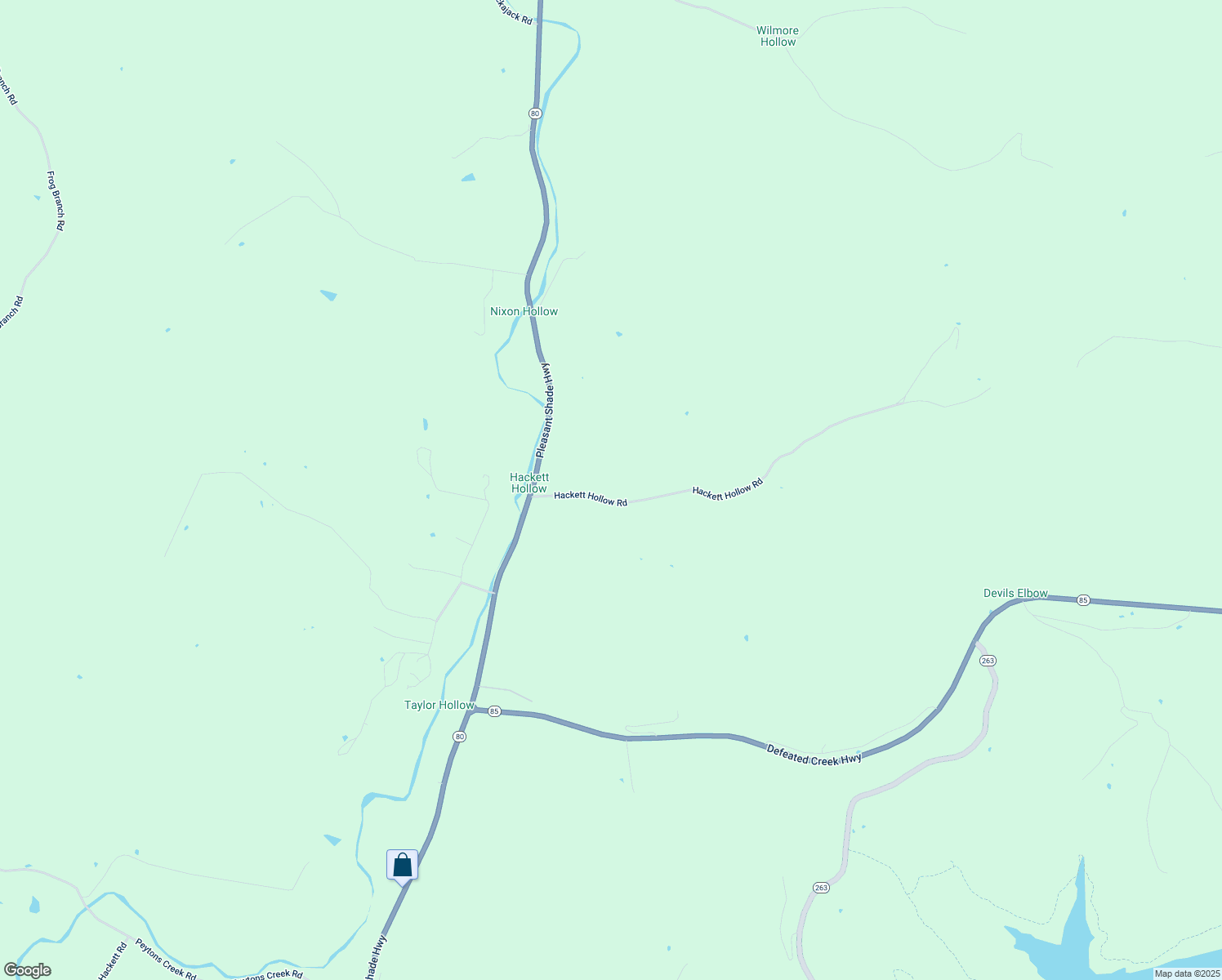 map of restaurants, bars, coffee shops, grocery stores, and more near 21 Hackett Hollow Road in Pleasant Shade