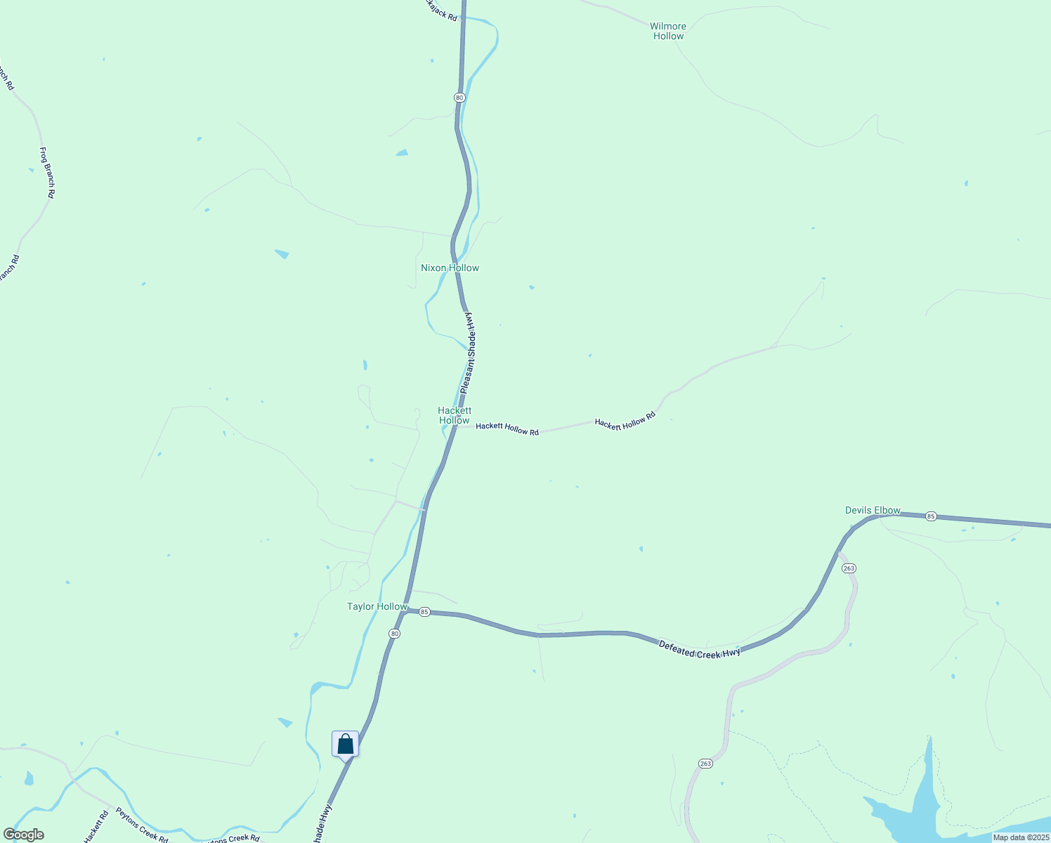 map of restaurants, bars, coffee shops, grocery stores, and more near 21 Hackett Hollow Road in Pleasant Shade