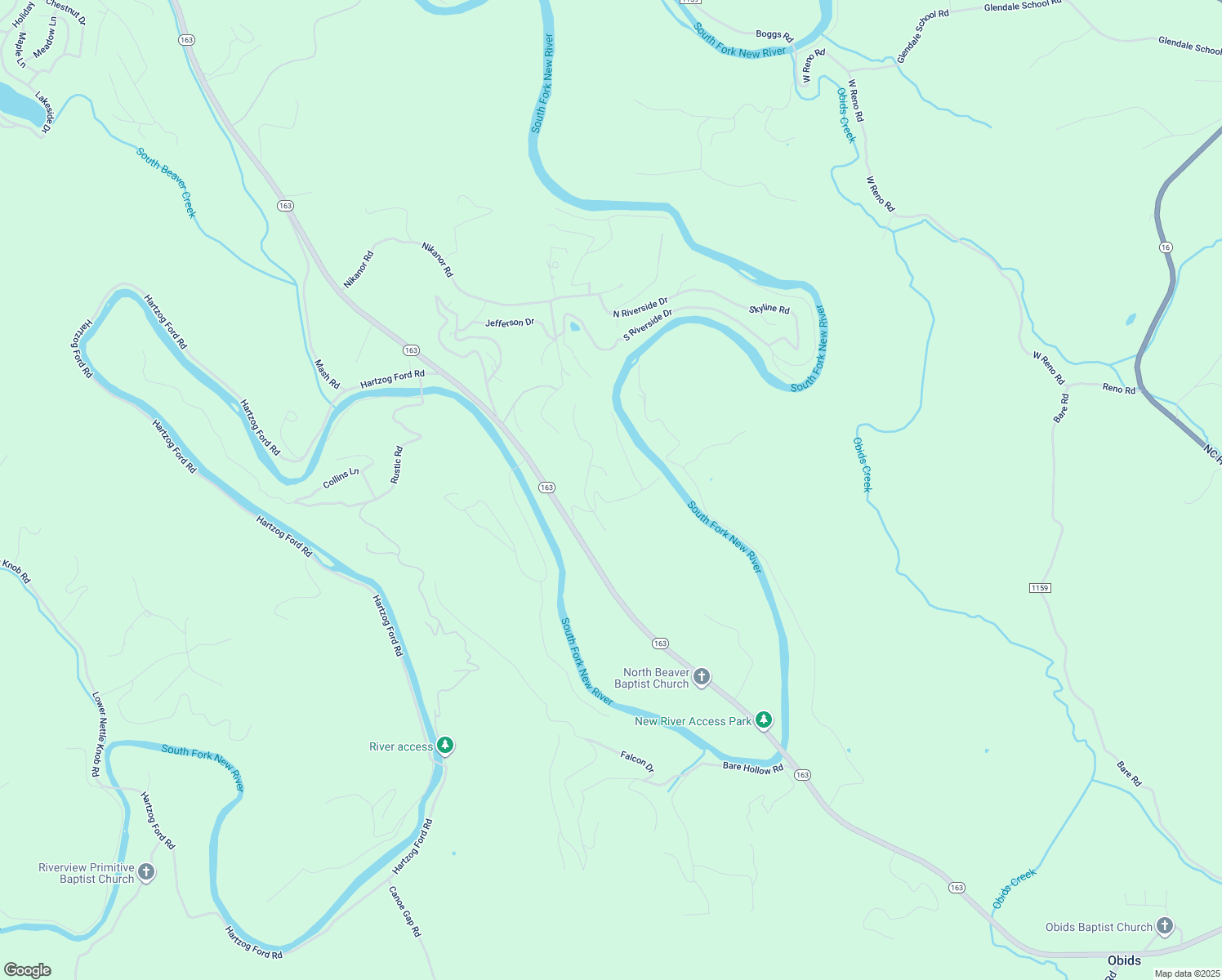 map of restaurants, bars, coffee shops, grocery stores, and more near 165 Riversound Road in West Jefferson