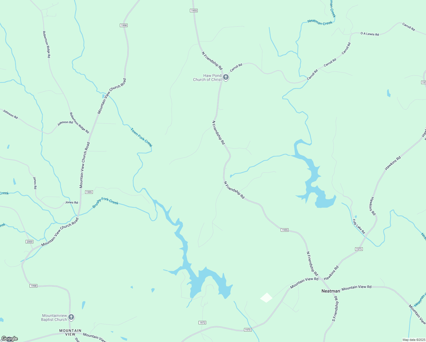 map of restaurants, bars, coffee shops, grocery stores, and more near 1675 North Friendship Road in King