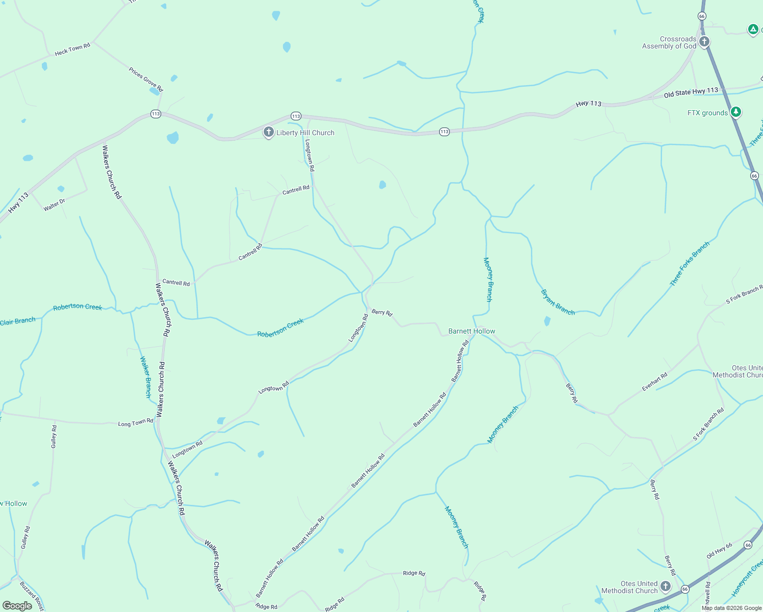 map of restaurants, bars, coffee shops, grocery stores, and more near 757 Berry Road in Bulls Gap