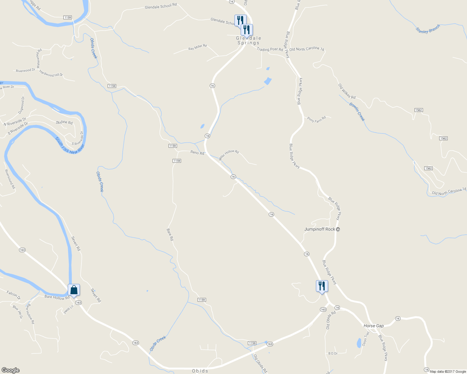 map of restaurants, bars, coffee shops, grocery stores, and more near 210 Laurelwood Drive in West Jefferson