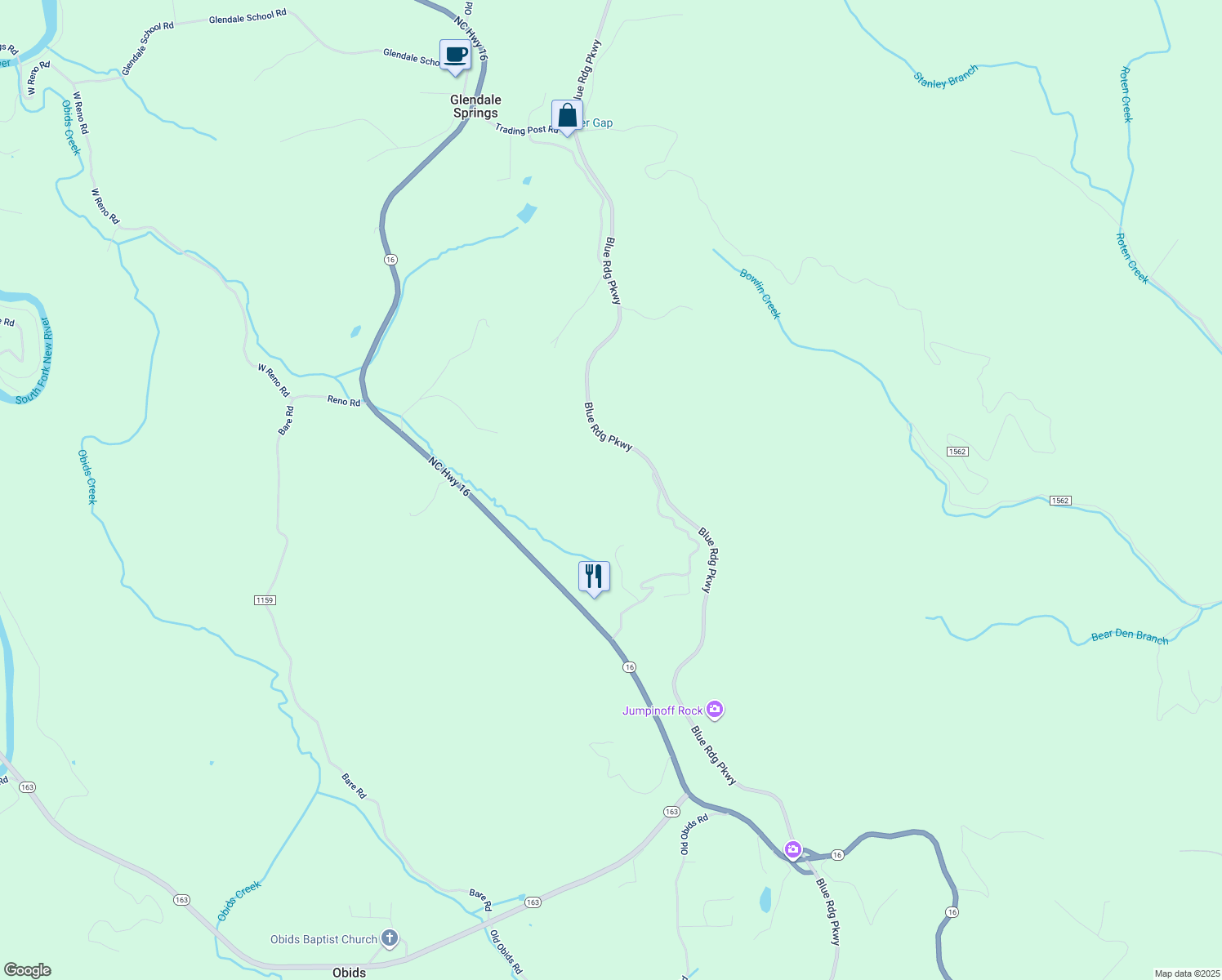 map of restaurants, bars, coffee shops, grocery stores, and more near 863 Doyle Bare Road in West Jefferson