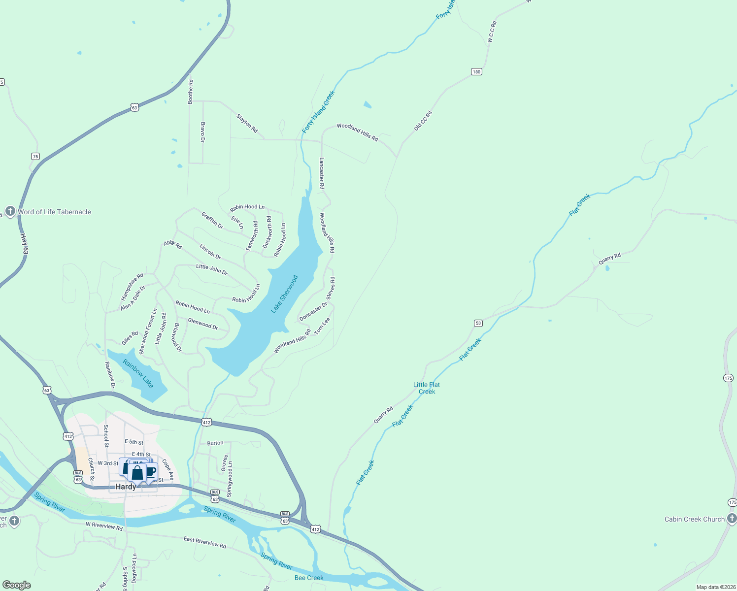 map of restaurants, bars, coffee shops, grocery stores, and more near in Hardy