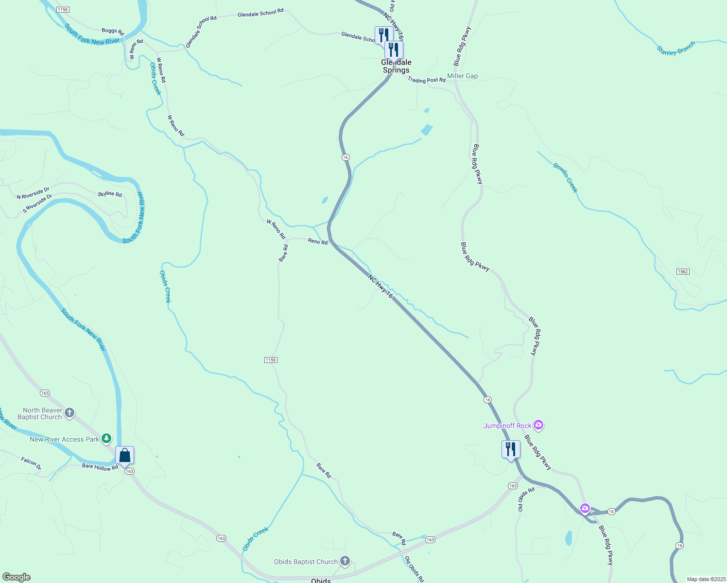 map of restaurants, bars, coffee shops, grocery stores, and more near 138 Laurelwood Drive in West Jefferson